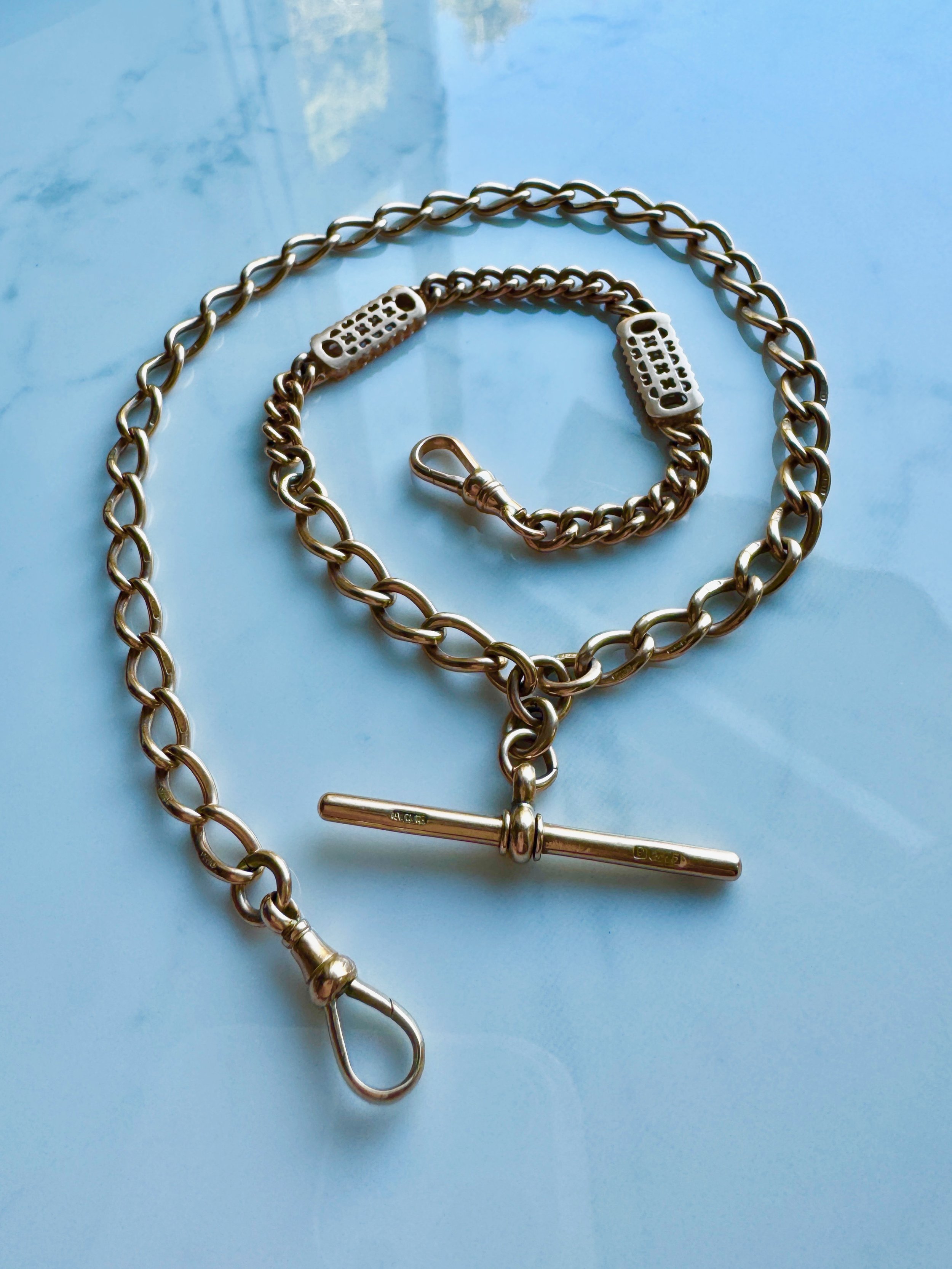 18.75" Fancy Double Albert Combination Chain, 9ct