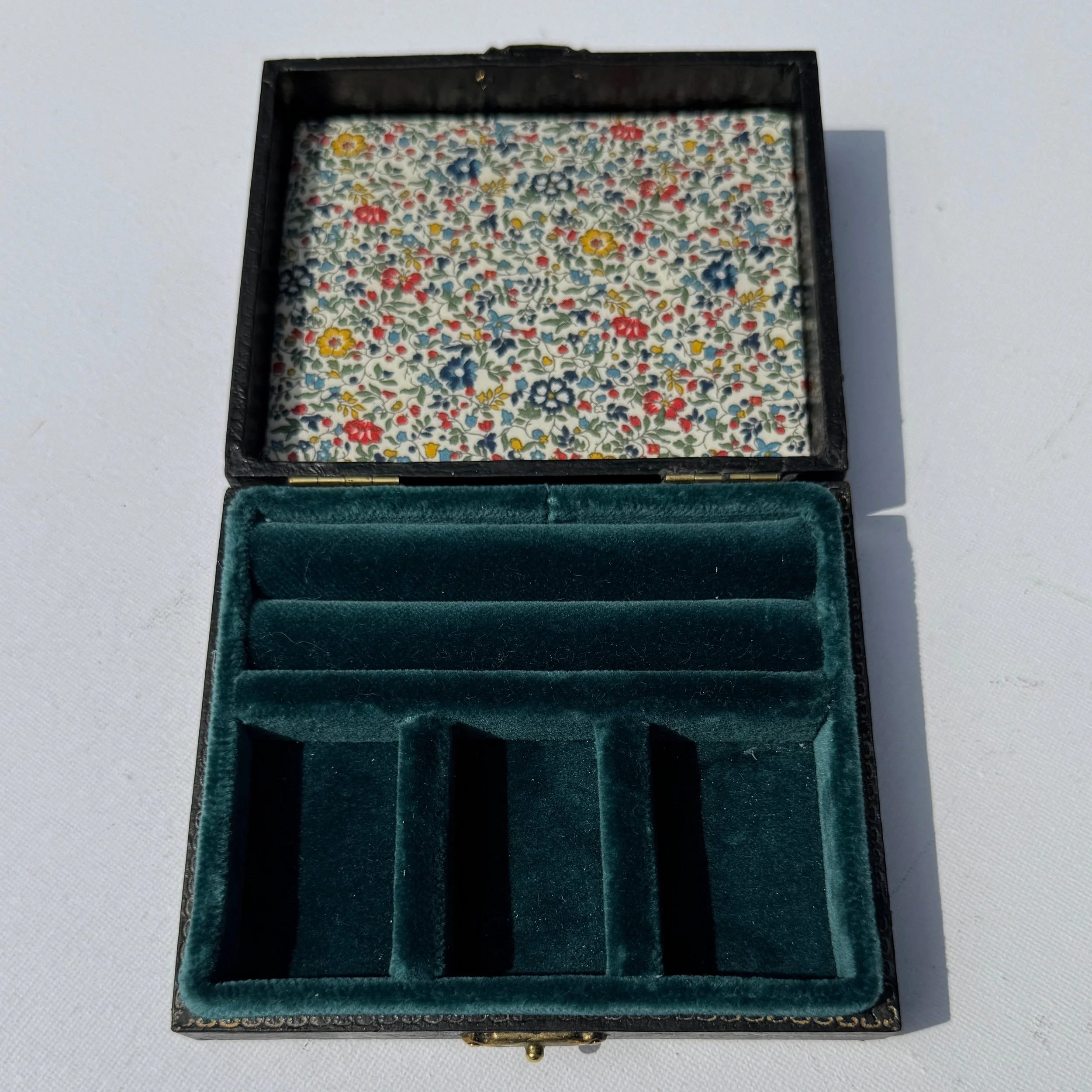 Antique Petrol Blue Jewellery Box, Liberty of London Lid