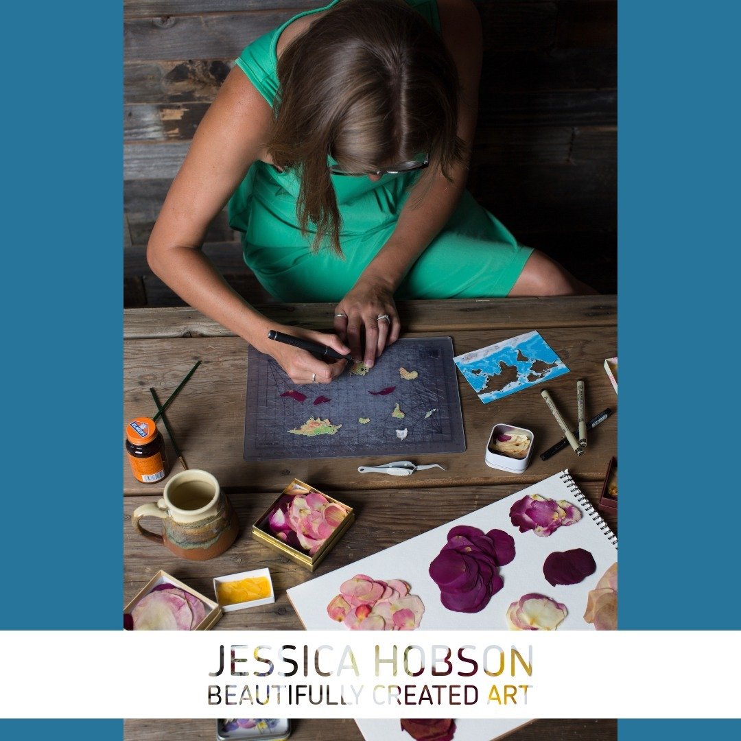 NEW ARTIST FEATURE:
Jessica Hobson of Beautifully Created Art.

Artist Bio: 
Jessica Hobson joyfully explores the natural beauty around and within us through her carefully crafted botanical artwork. This self-taught artist has been pressing flowers f