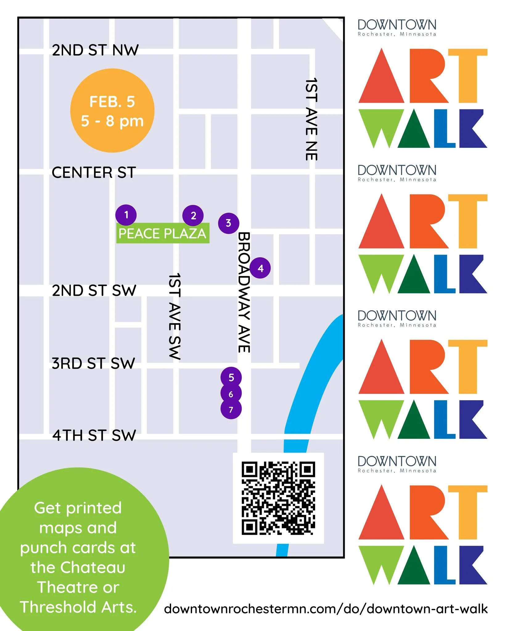 The Downtown Art Walk is tonight!

This all-ages event features local artists paired with retail shops, restaurants, galleries, and event venues throughout downtown Rochester. Gather your friends, and connect with the talented locals who make up our 