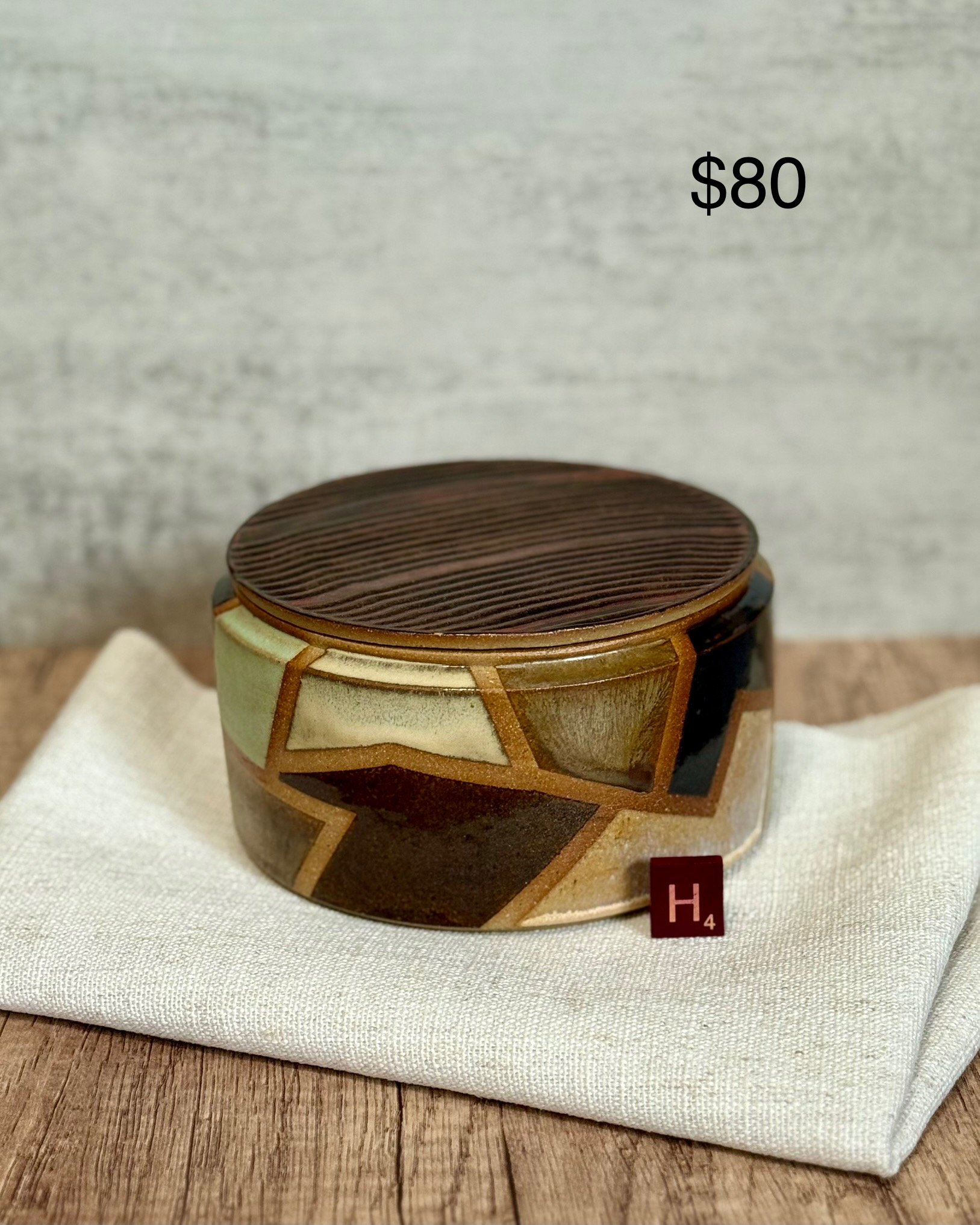 HGlow.May2026_7_MediumJar(geometric.brown.glazes).jpg
