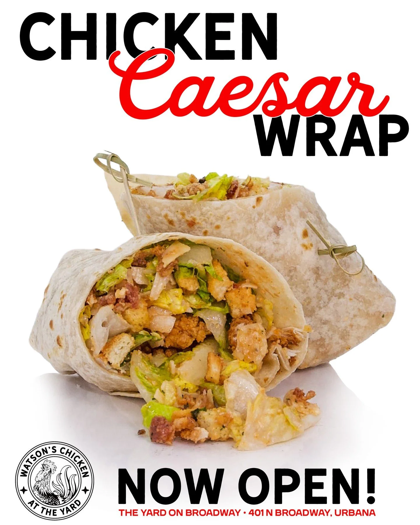 The Chicken Caesar Wrap, available at our location at @theyardonbroadway  just north of Downtown Urbana!