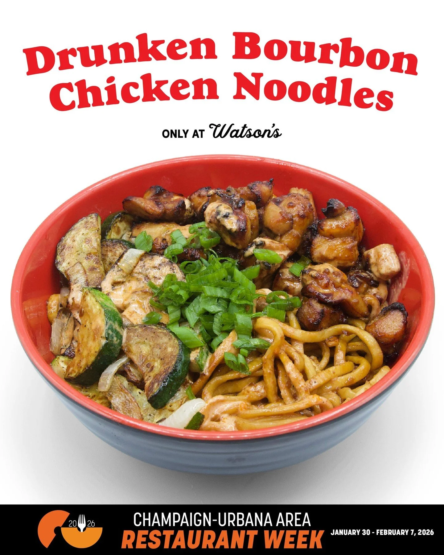 Our Drunken Bourbon Chicken Noodles are just one fun thing on our Restaurant Week Menu...swipe to see!⁠
⁠
#CURestaurantWeek starts this Friday through the following Saturday. Come see us!⁠
⁠
Our Restaurant Week menu is only available at the Shack in 