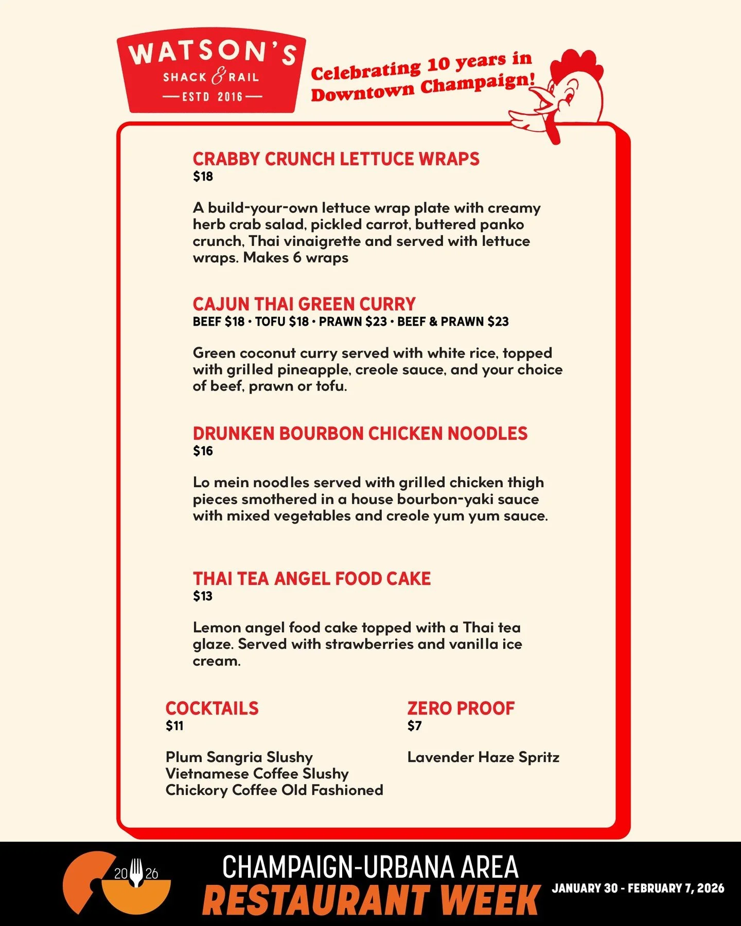 It&rsquo;s #CURestaurantWeek! Check out our menu! Only available at our downtown location.