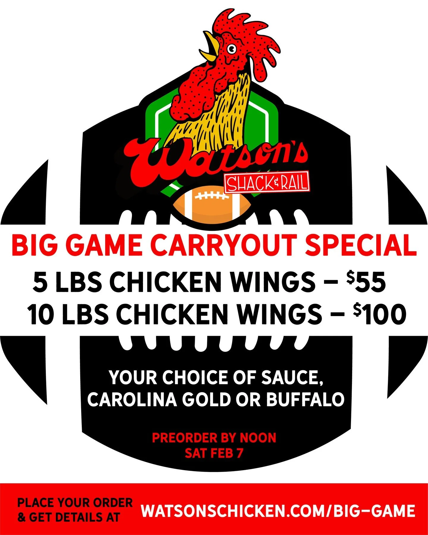 Last chance to pre-order wings for the Big Game this weekend! Pickup at the Shack Sunday before the game, pre-orders end Saturday at noon! Lock yours in at the link in our bio!