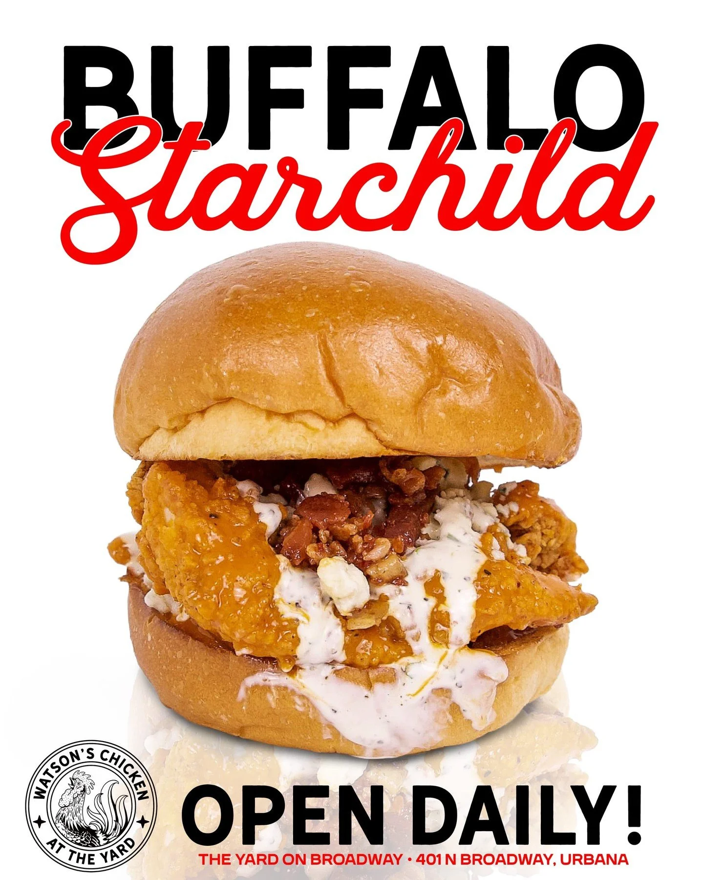 Craving a Buffalo Starchild? You can get one at @theyardonbroadway! We're open there 7 days a week, for lunch and dinner!