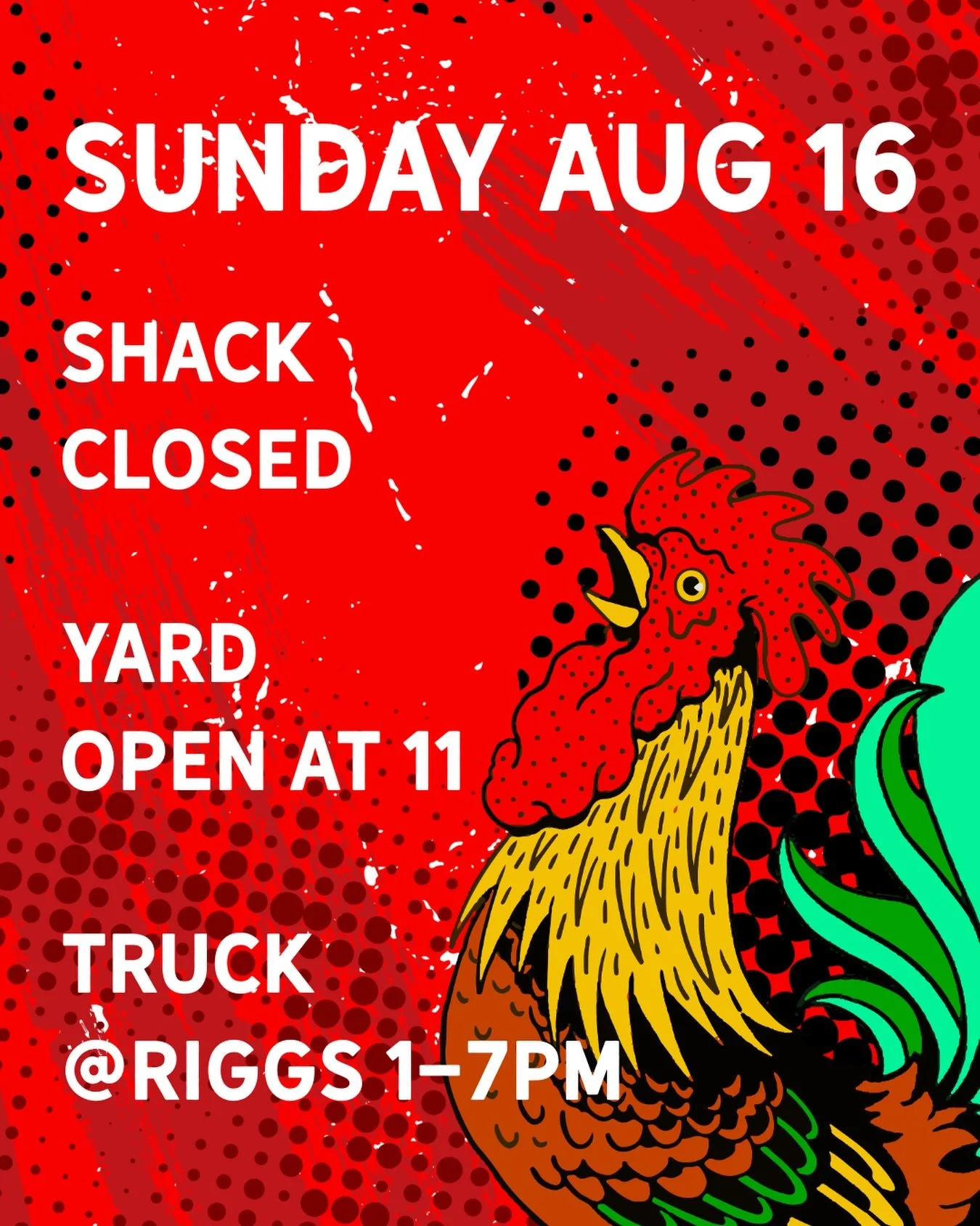 Just a reminder the final hours for the Shack start today, so we&rsquo;re closed downtown. We&rsquo;re open at  @theyardonbroadway and our Food Truck will be at @riggs_beer_company at 1pm. Come see us!