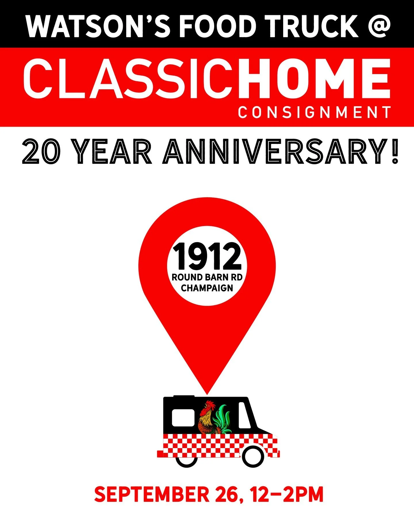 We'll be at Classic Home Consignment in the Round Barn for their 20th Anniversary Party on Saturday September 26th! Come by, grab some chicken, and shop for some great finds! Congrats on 20 years!