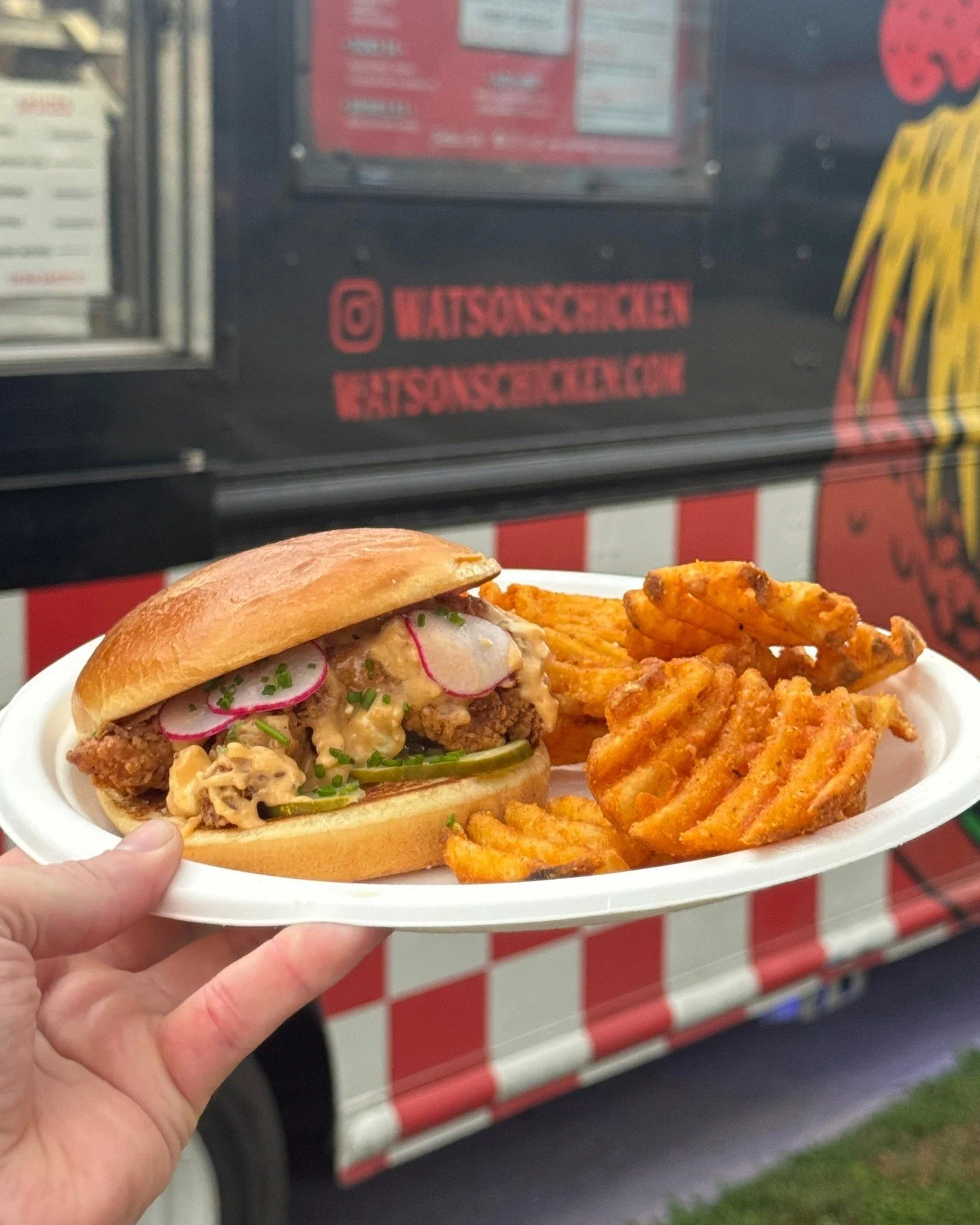 Riggs Beer Release Special: Bavarian Starchild! Crispy fried tenders with Riggs Weizenbock Obatzda (Bavarian beer-garden cheese spread), radishes, dill pickles &amp; chives on a brioche bun. Only tonight at Riggs at 5pm!
