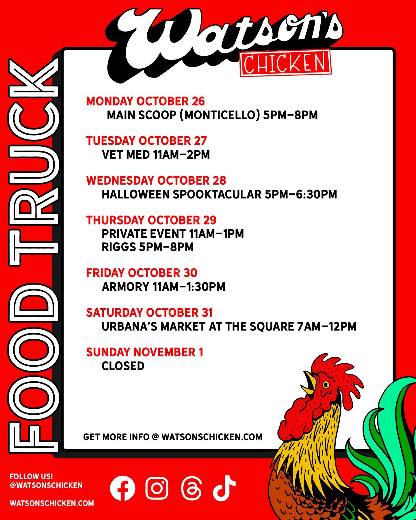 Schedule change! Armory got switched to only Friday lunch. Come see us!
