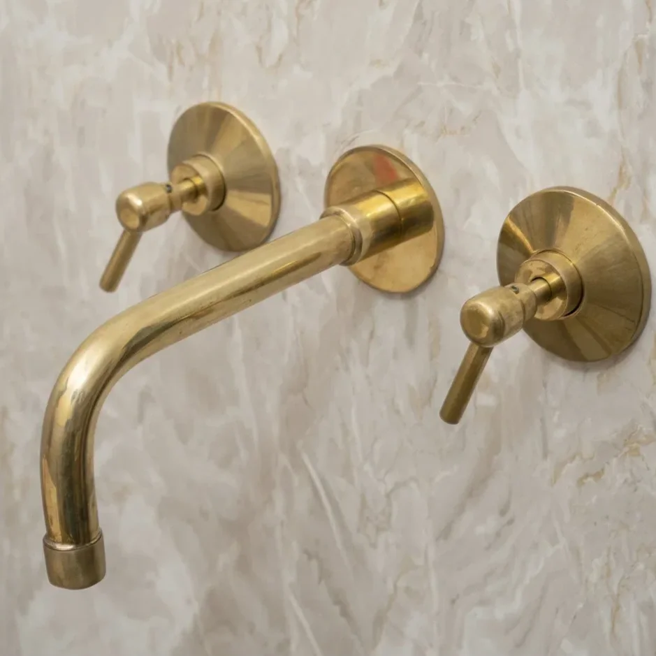 WAYFAIR | Handcrafted Unlacquered Brass Wall Mounted Bathroom Faucet