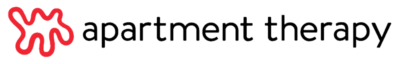 Logo for Apartment Therapy with a stylized red abstract shape and black lowercase text