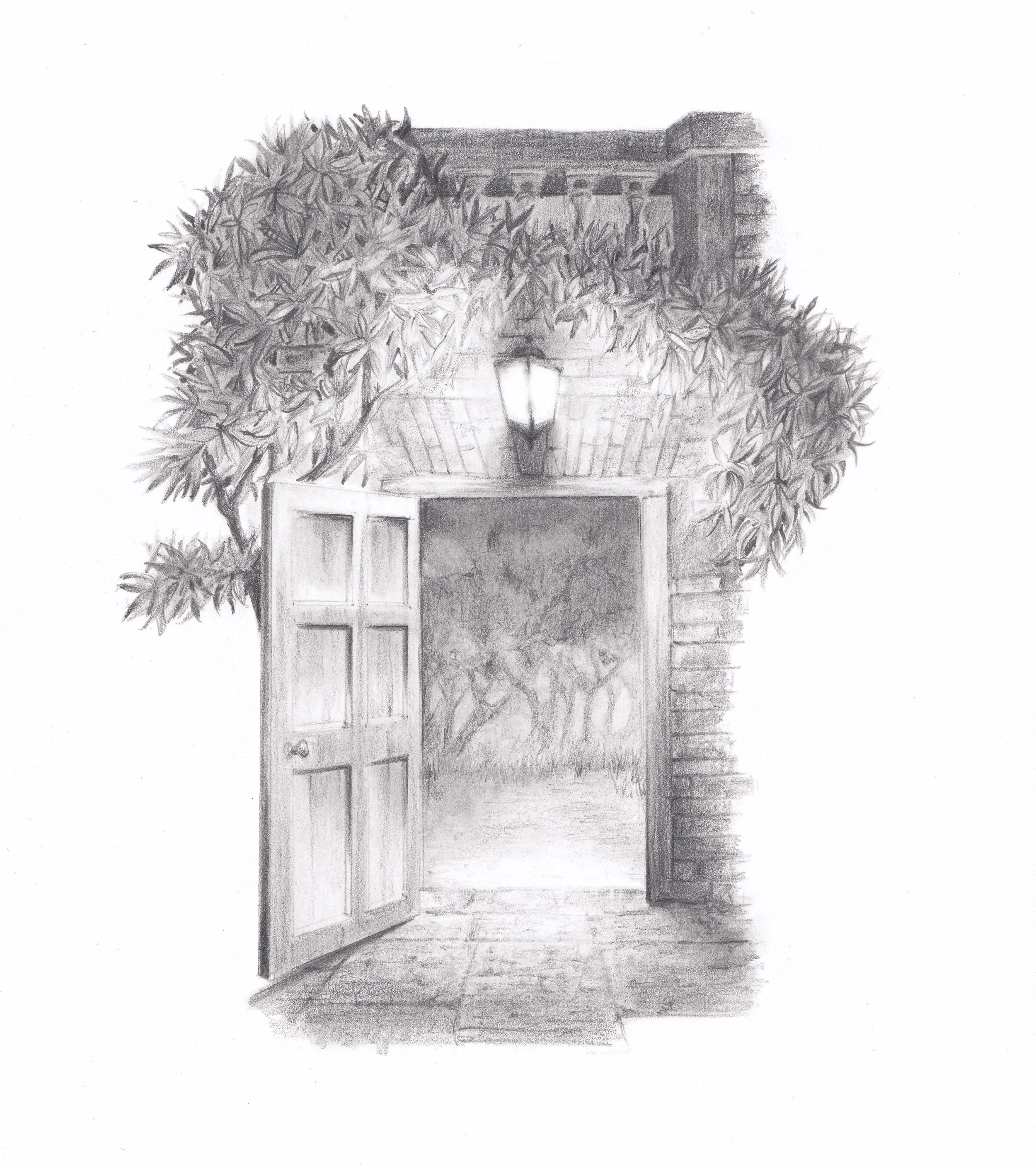 Doorway tree beyond