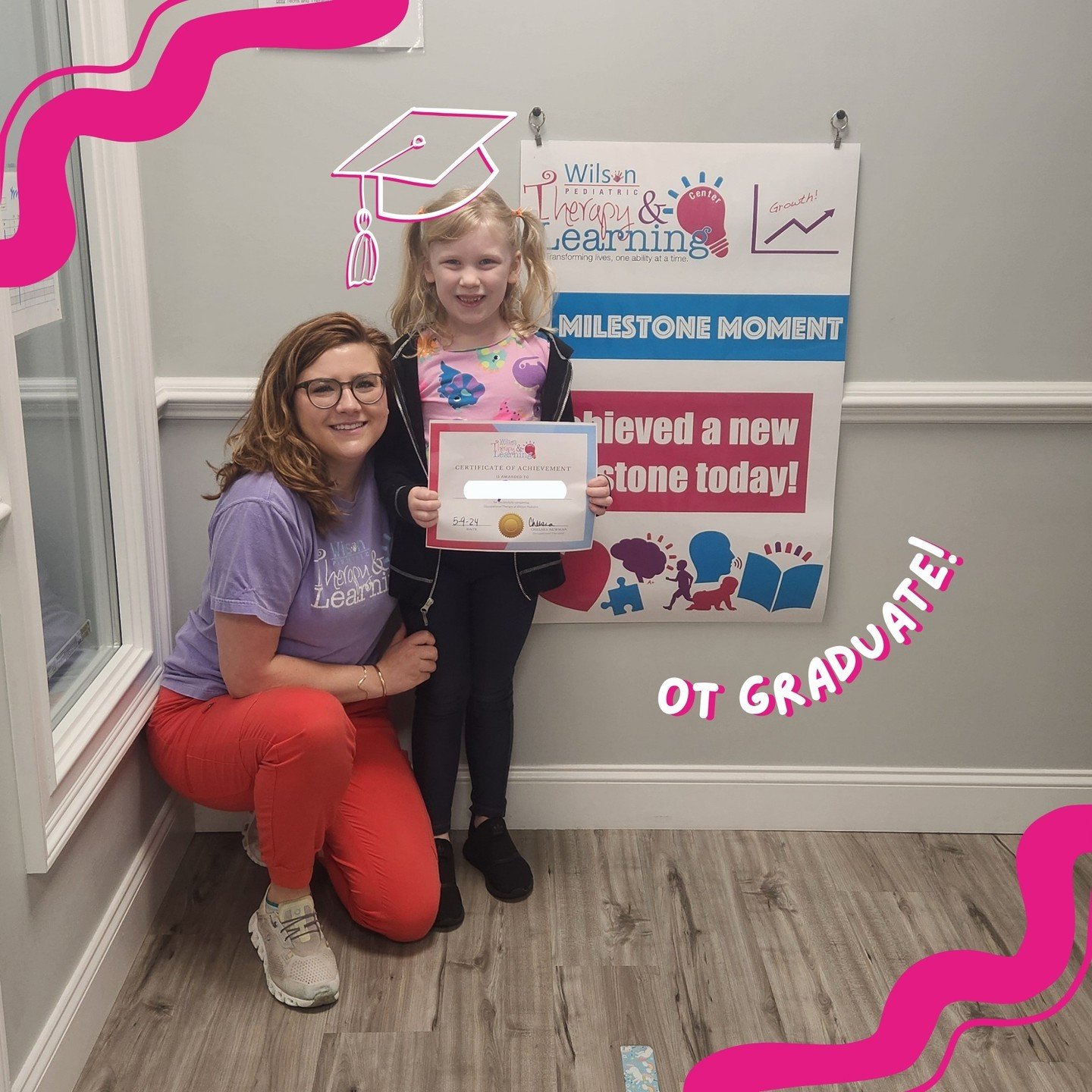 We've got an OT graduate among us!! Way to go, kiddo!  We are so proud of all you've accomplished at your time here at WPT!💞

#WilsonPediatricTherapy #WPT #OTGraduate #PediatricOT #PediatricOccupationalTherapy #OccupationalTherapy #OT #WayToGo #Mile