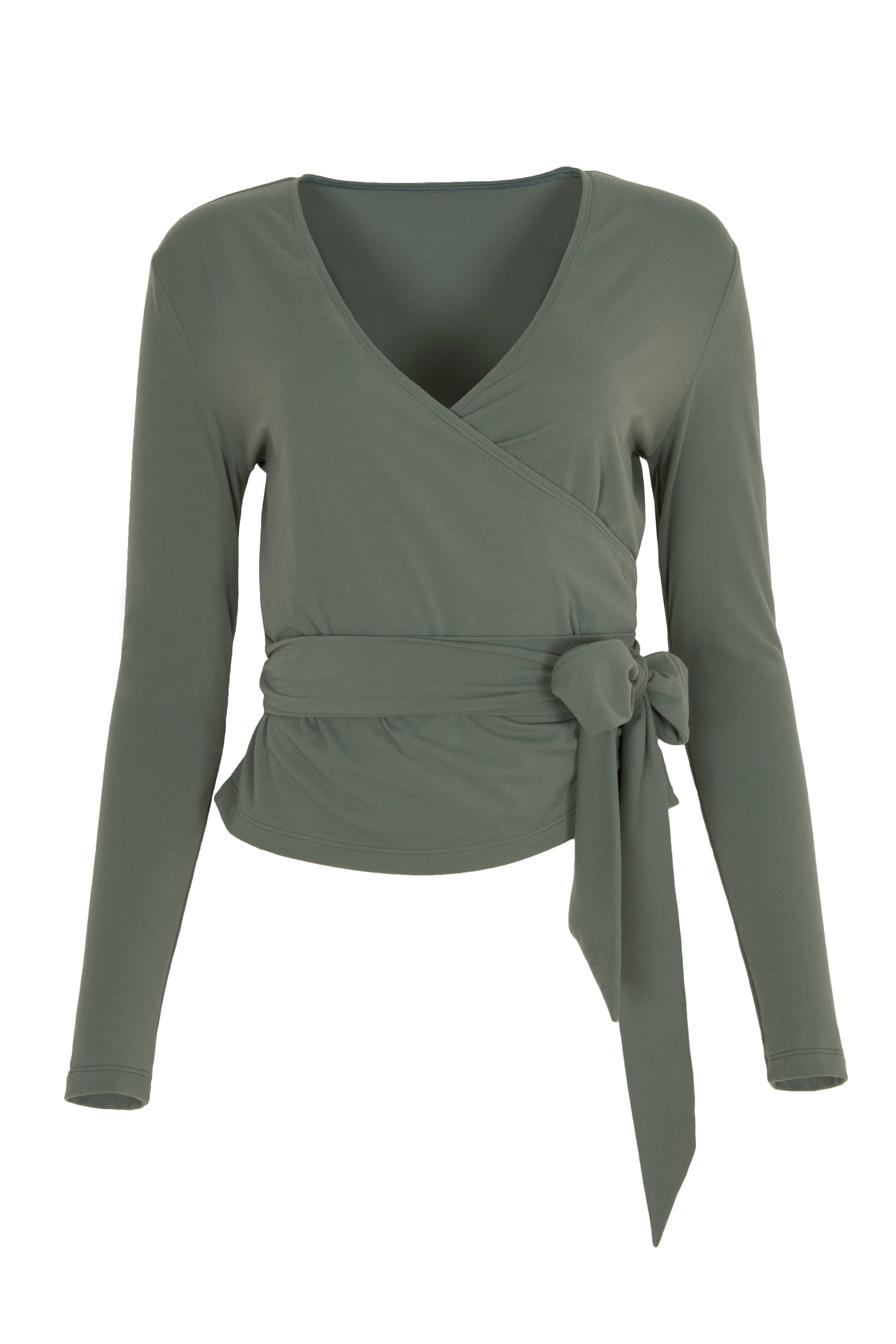 Atiya London wrap top made out of sustainable and recycled fabric.