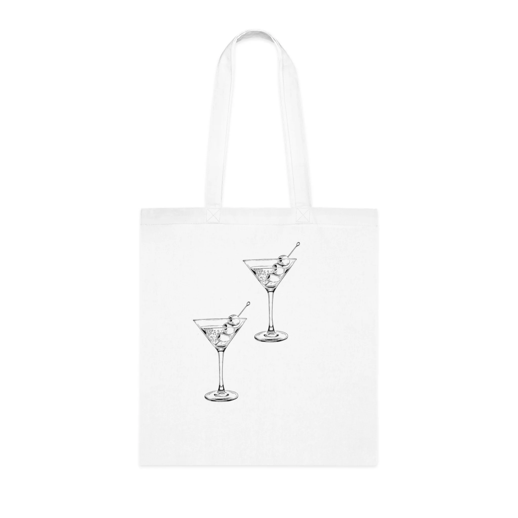 Atiya London Martini Glasses Cotton Tote white