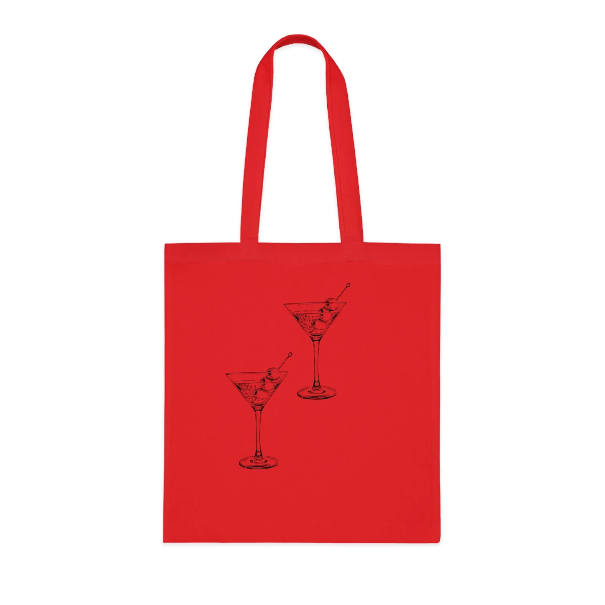 Atiya London Martini Glasses Cotton Tote red