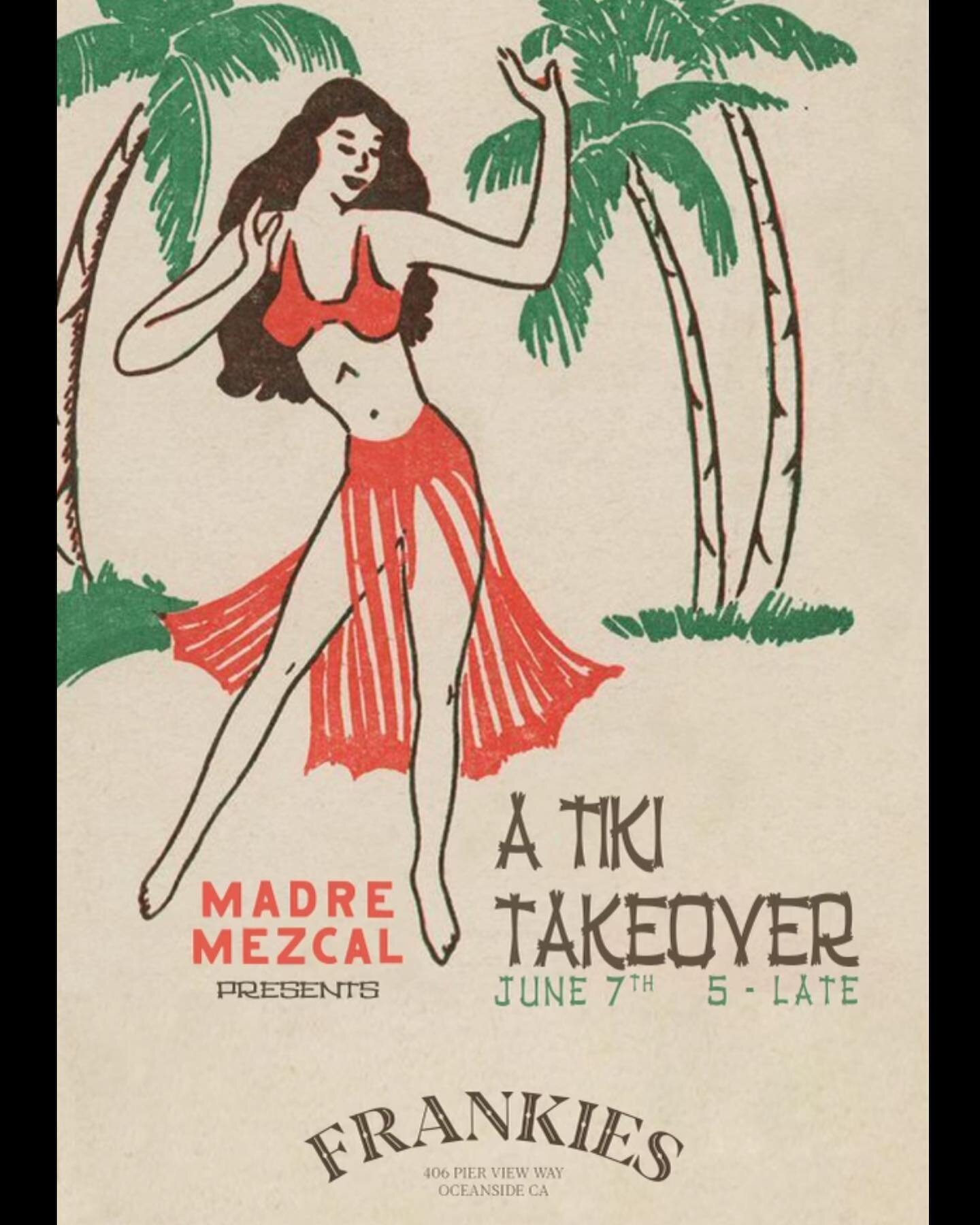 Tonight! Don&rsquo;t miss this!
#madremezcal #frankiesoceanside #visitoceanside #oceansideca #cocktaillounge #tiki