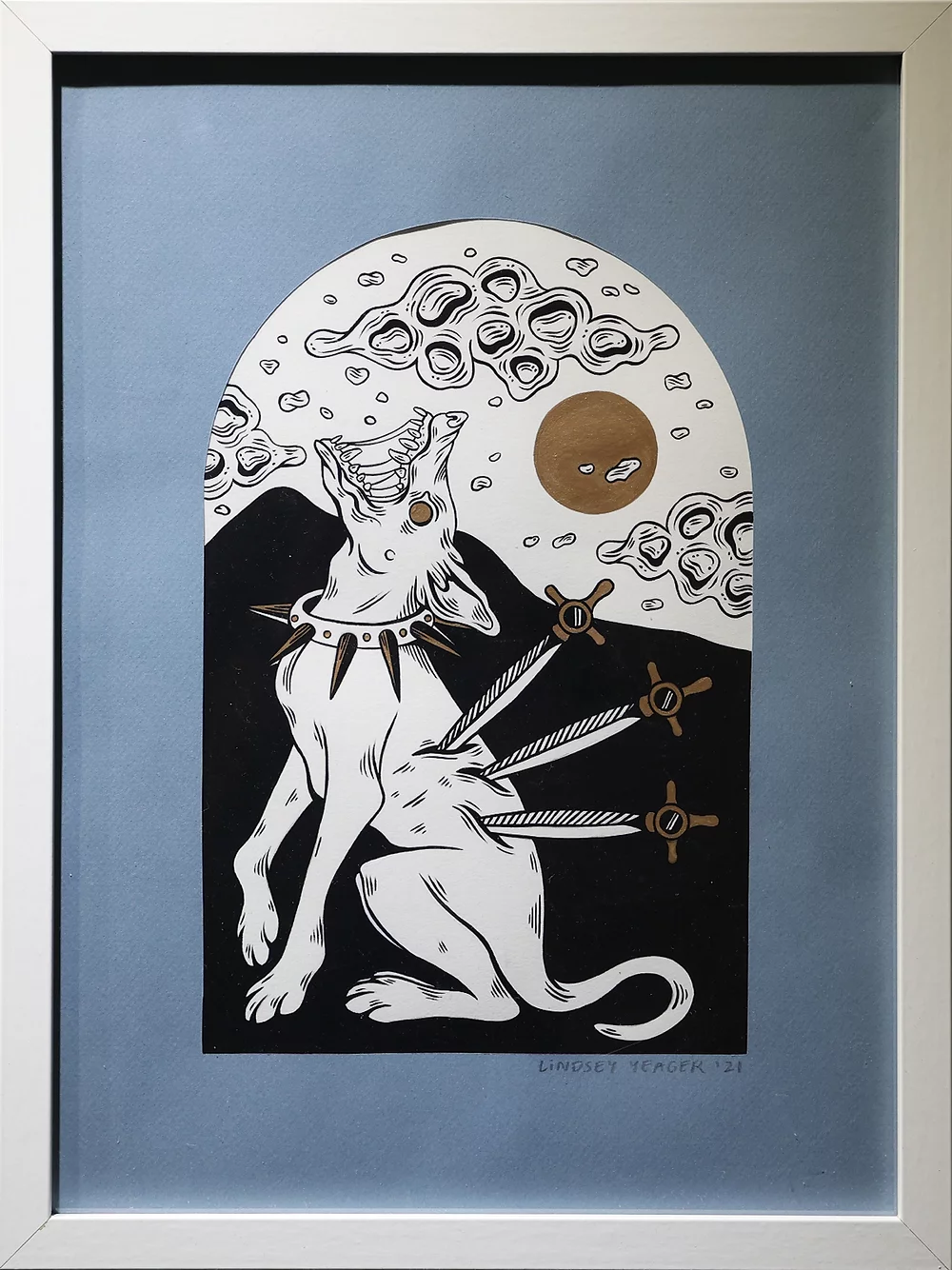 The Mighty Fall • Gouache and ink on paper, 12" x 16" with additional frame • via Var Gallery (click the image to be redirected)