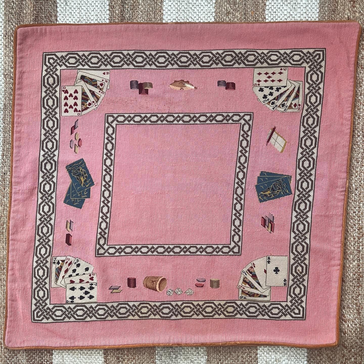 A personal find&nbsp;of mine I wanted to share&hellip; Last year I&nbsp;bought this needlepoint game table cover from the daughter of&nbsp;its&nbsp;original owner, and while I was initially interested in the piece because of its punchy pink color, th