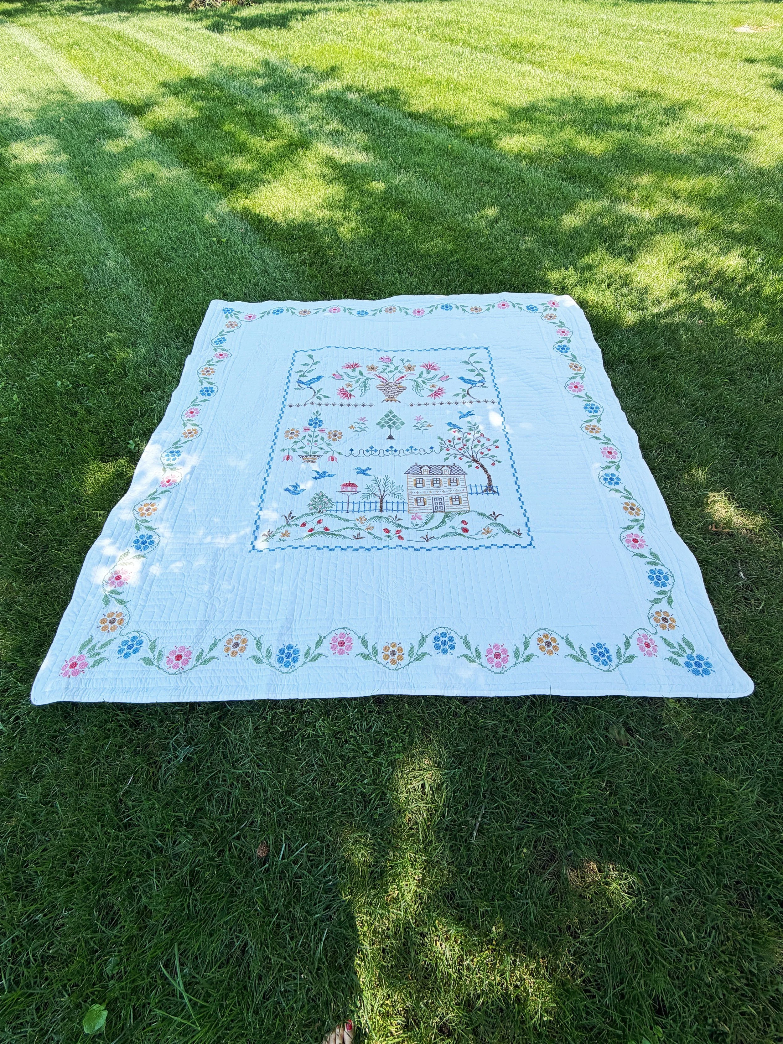 Vintage Cross Stitch Sampler Quilt