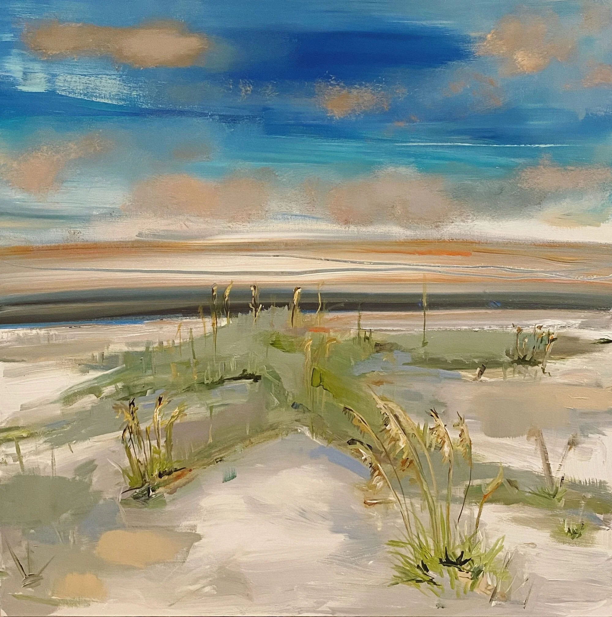    A Day At The Beach    2020 Acrylic on gallery wrapped canvas 36” x 36” SOLD 