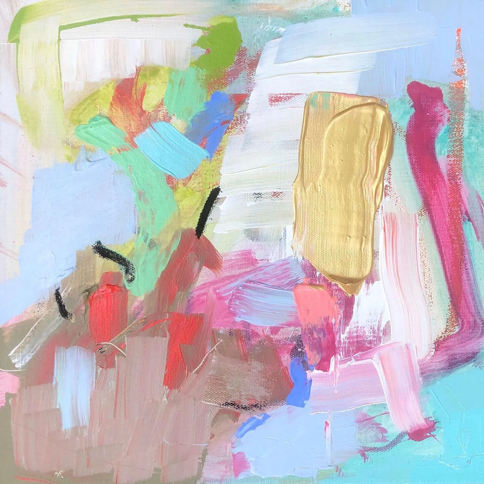    Piggyback    2019 Mixed media on gallery wrapped canvas 12” x 12” 