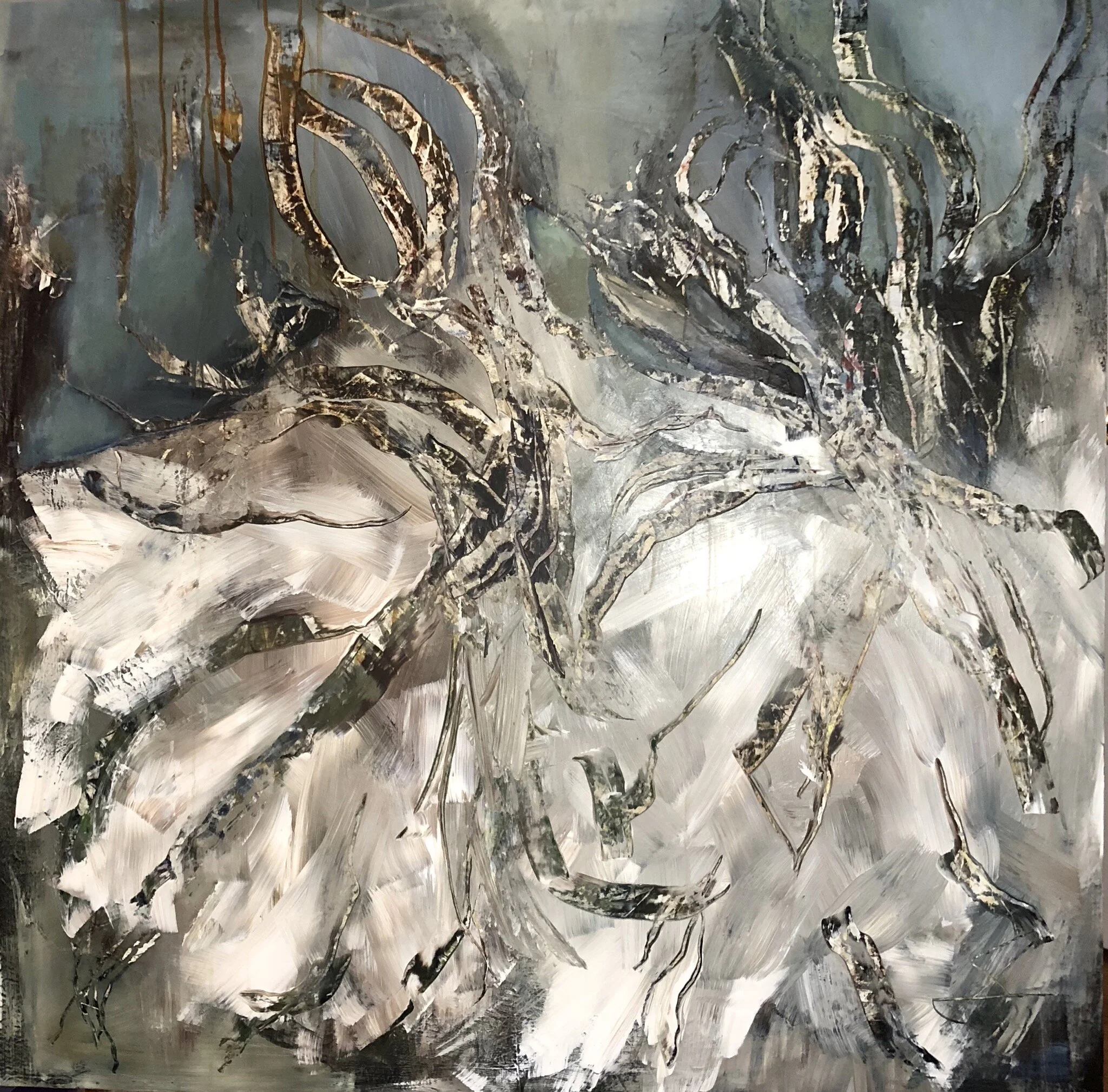    Harvest Dancers    2018 Mixed media on wooden panel 48” x 48” SOLD 