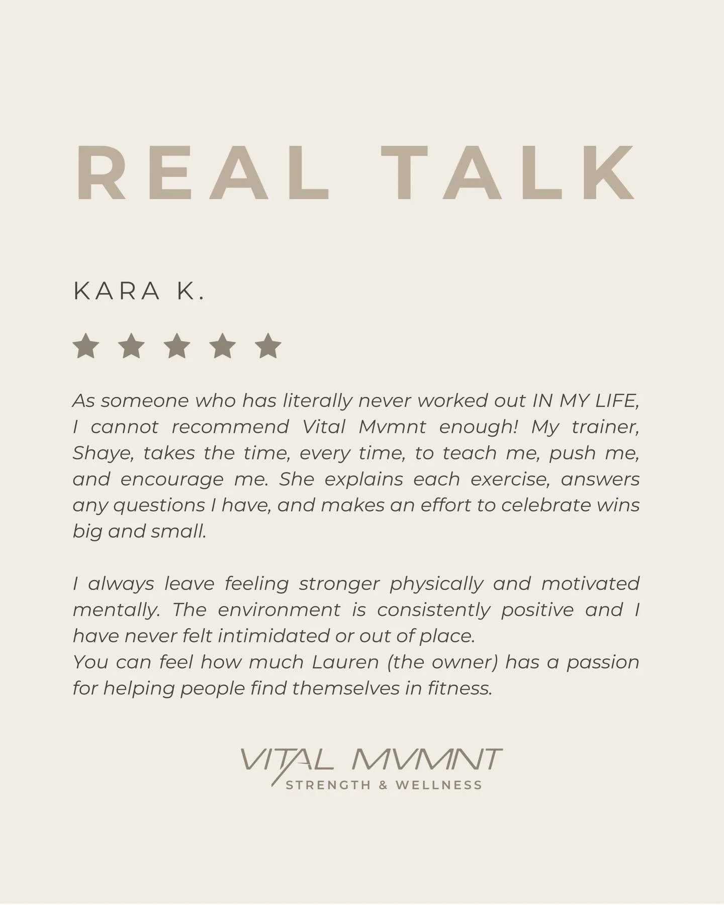 We love hearing from you! 
If you&rsquo;ve trained with us, we&rsquo;d love it if you left us a review!

#personaltraining #smallgrouptraining #strengthtraining #strengthandwellness #personaltrainer gymmotivation healthandwellness