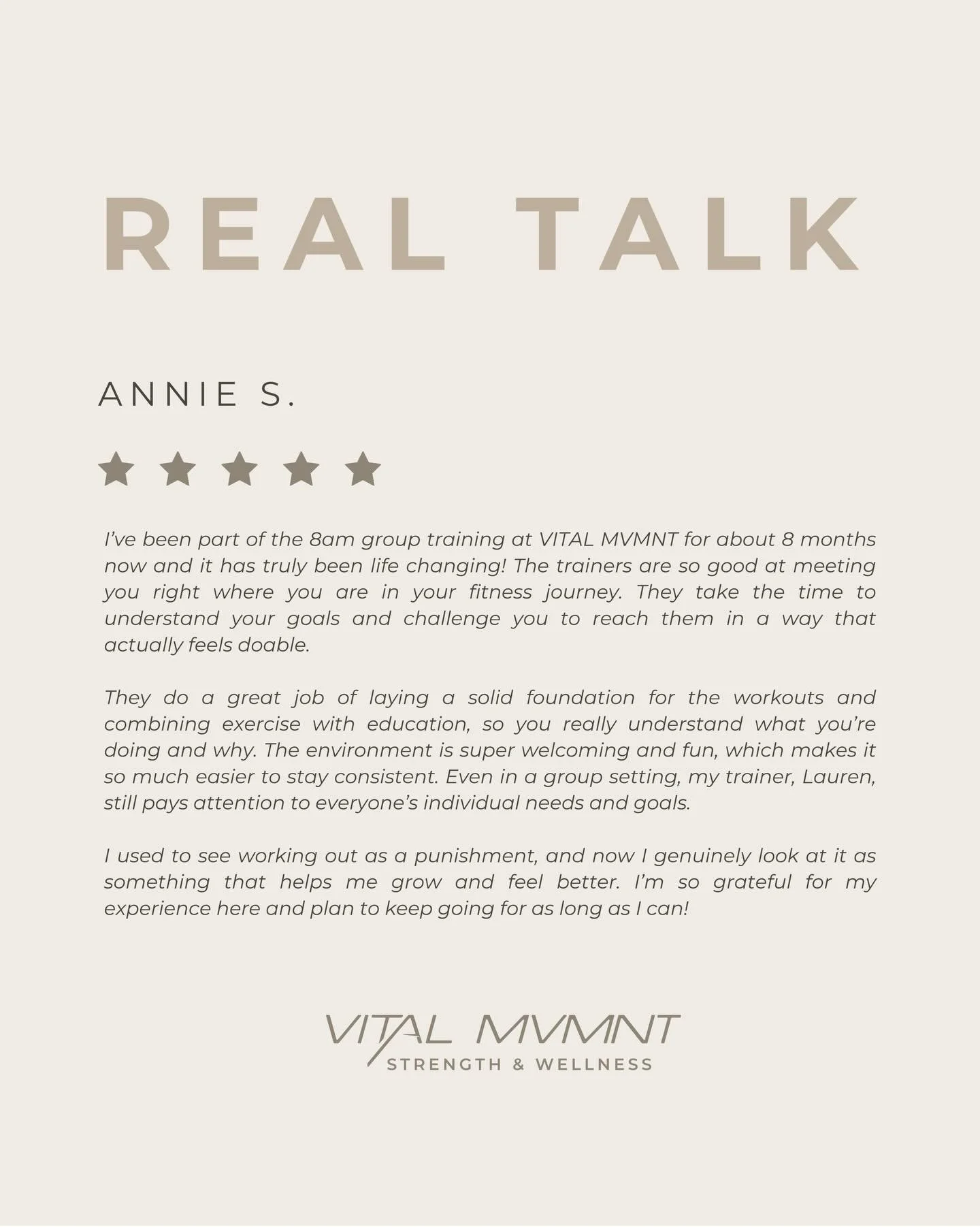 Thinking about joining? Don&rsquo;t just take our word for it. 
Here&rsquo;s what Annie had to say.

Also, if you&rsquo;ve trained with us, we&rsquo;d love for you to share your experience by leaving us a review! 
-
#clientreview #strengthtraining #p