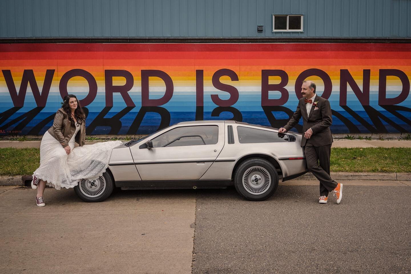 Happy Anniversary to Megan + Carlos - one year ago, I was 2100 kms away, celebrating with these 2 and their amazing family and friends. ALSO, OMG YES ITS A DELOREAN. &hearts;️