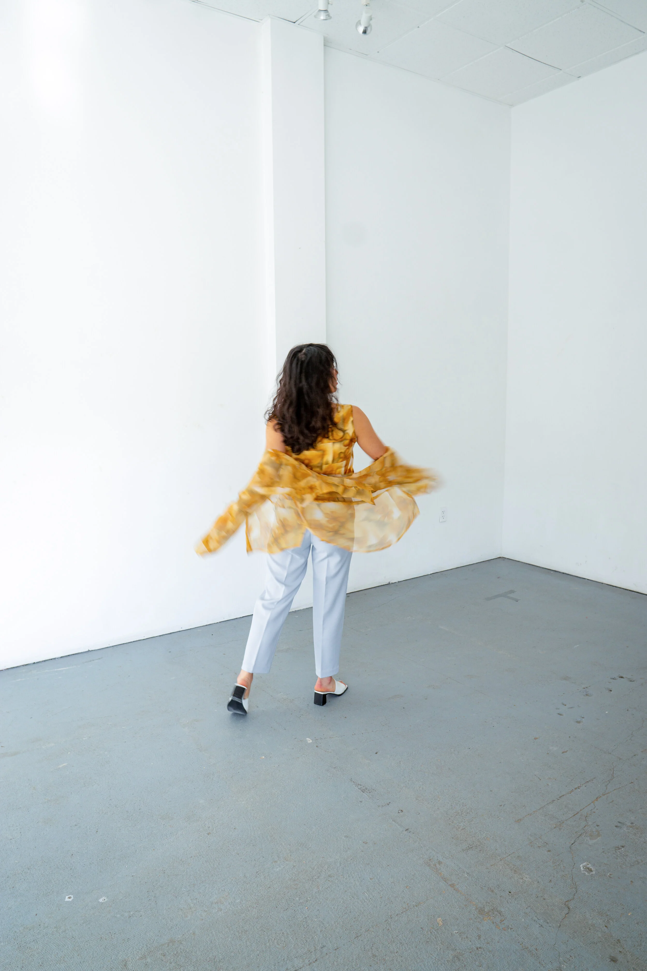 Two Piece Sheer Button up and  Silky Tank Floral 