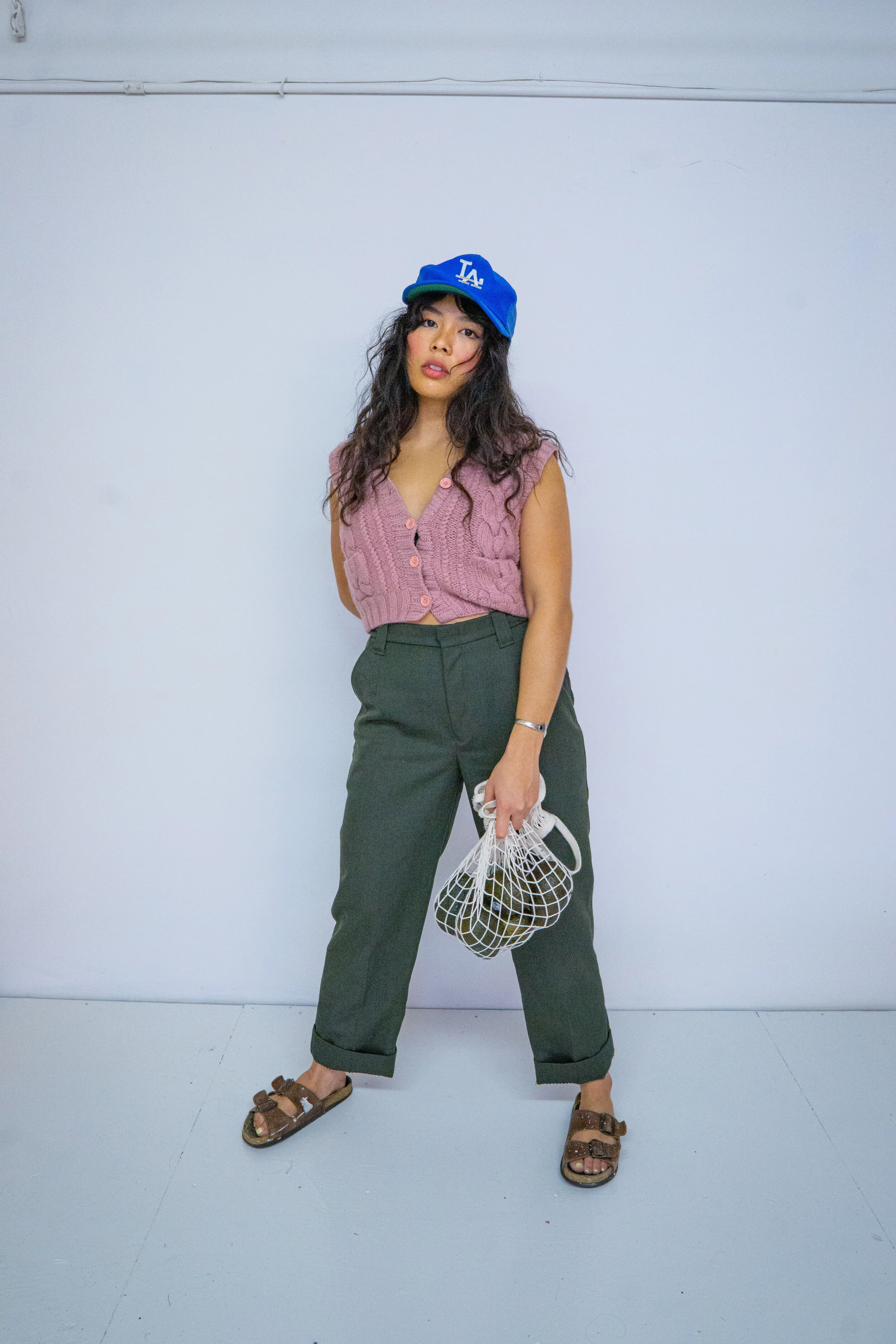 Baby pink button up vest 