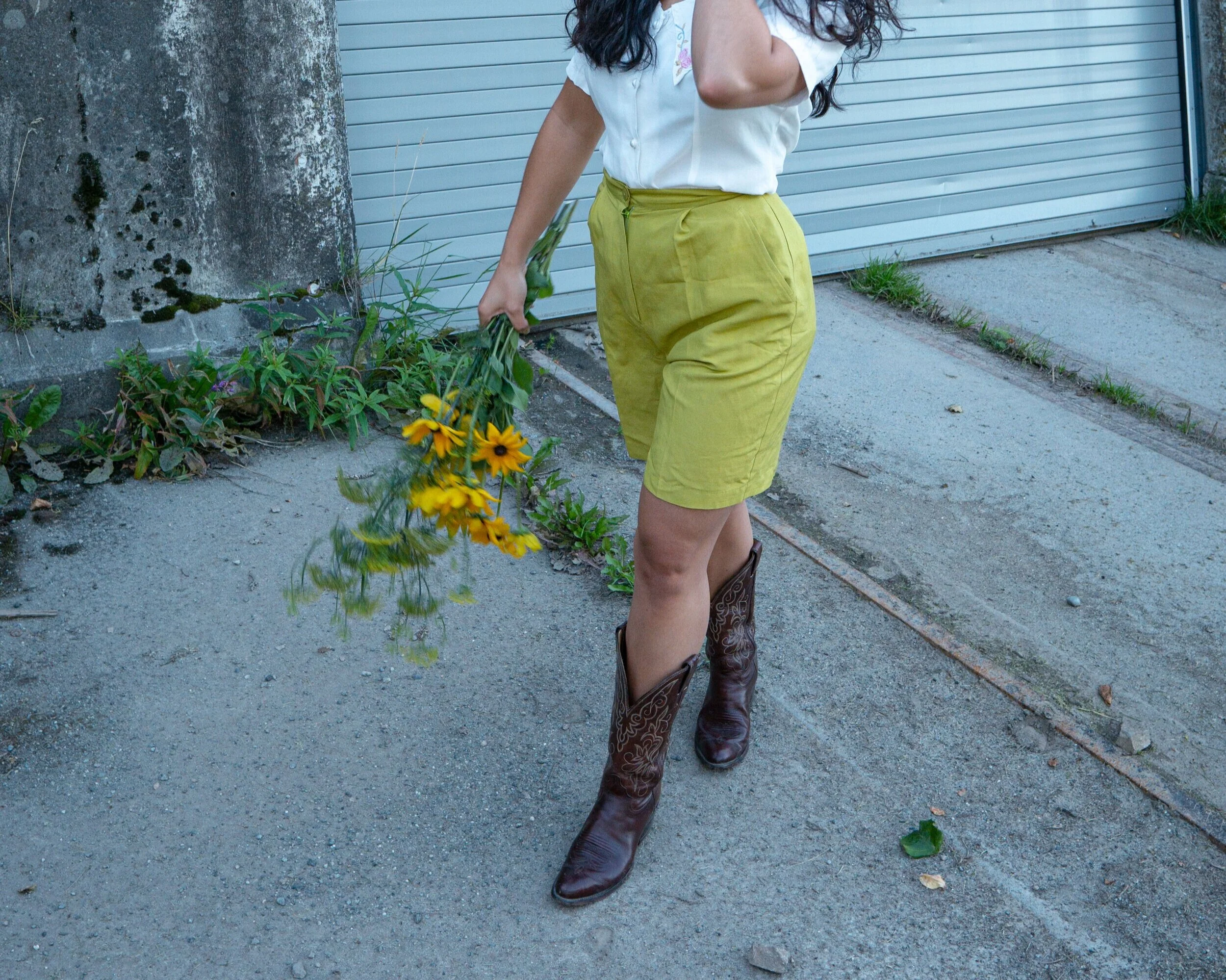 Chartreuse High Waisted Bermuda Shorts 