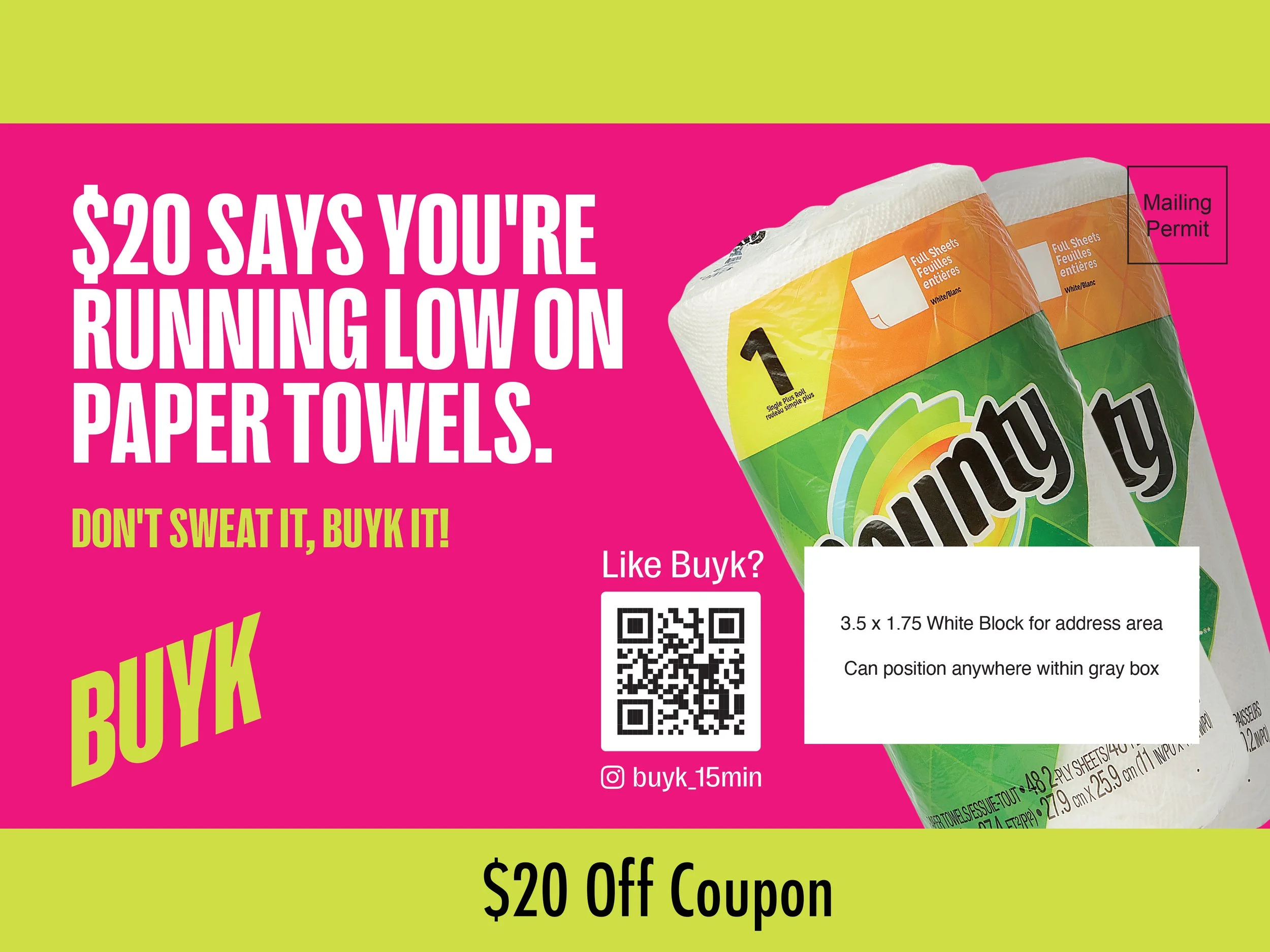 $20 Off Mailer for Buyk