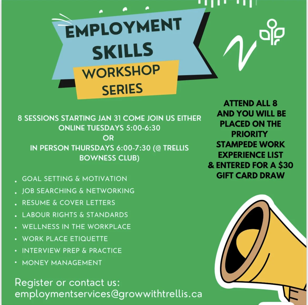 Employment Skills Workplace Etiquette (via Zoom) Trellis Society