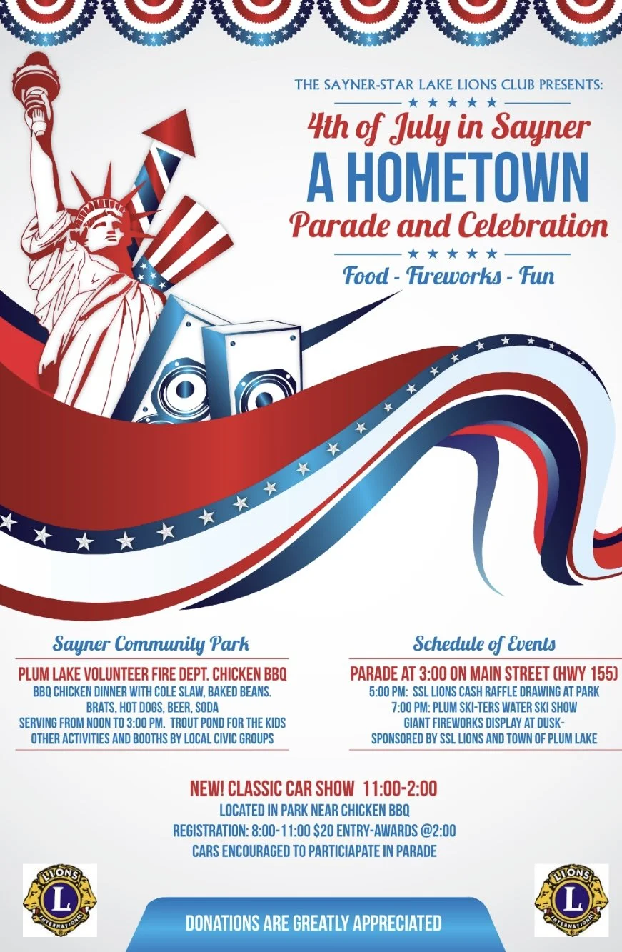 Fourth of July Celebration & Fireworks — SaynerStar Lake Chamber of