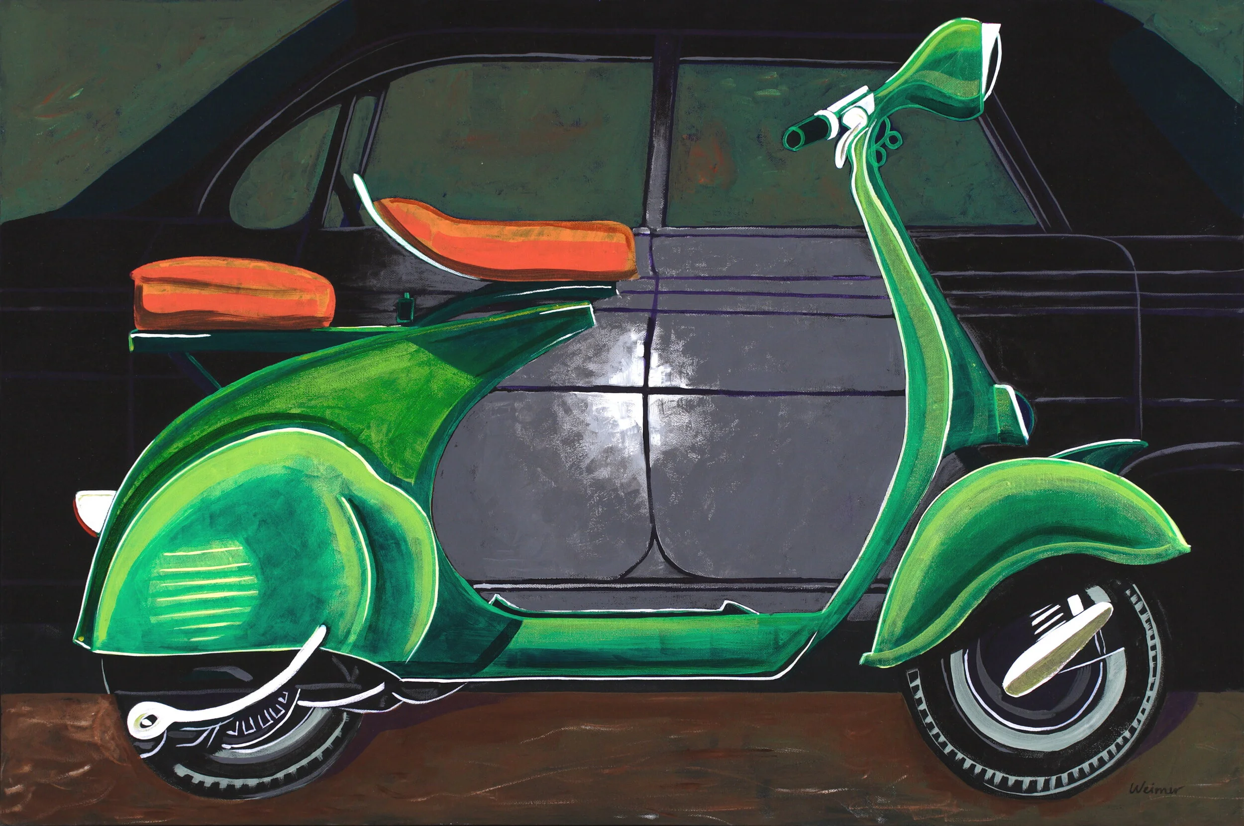 "GREEN VESPA", 2014, Acrylic on Canvas, SOLD