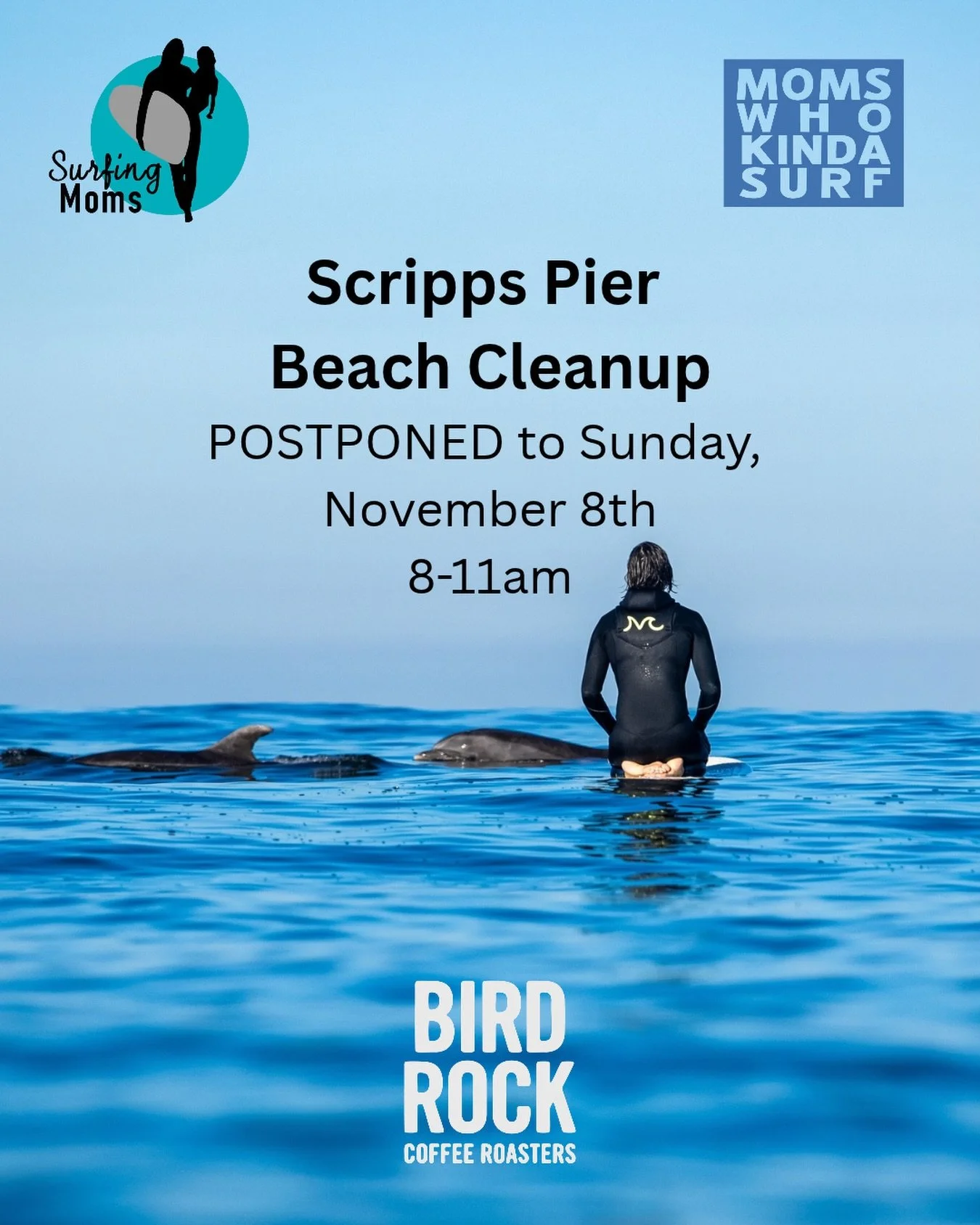 POSTPONED - Fall Scripps Beach Cleanup &amp; Surf to November 8th, 8am-11am.

While a little rain doesn&rsquo;t slow a cleanup down, due to possible water quality issues and forecasted rain, we&rsquo;re postponing to the following Sunday, November 8t