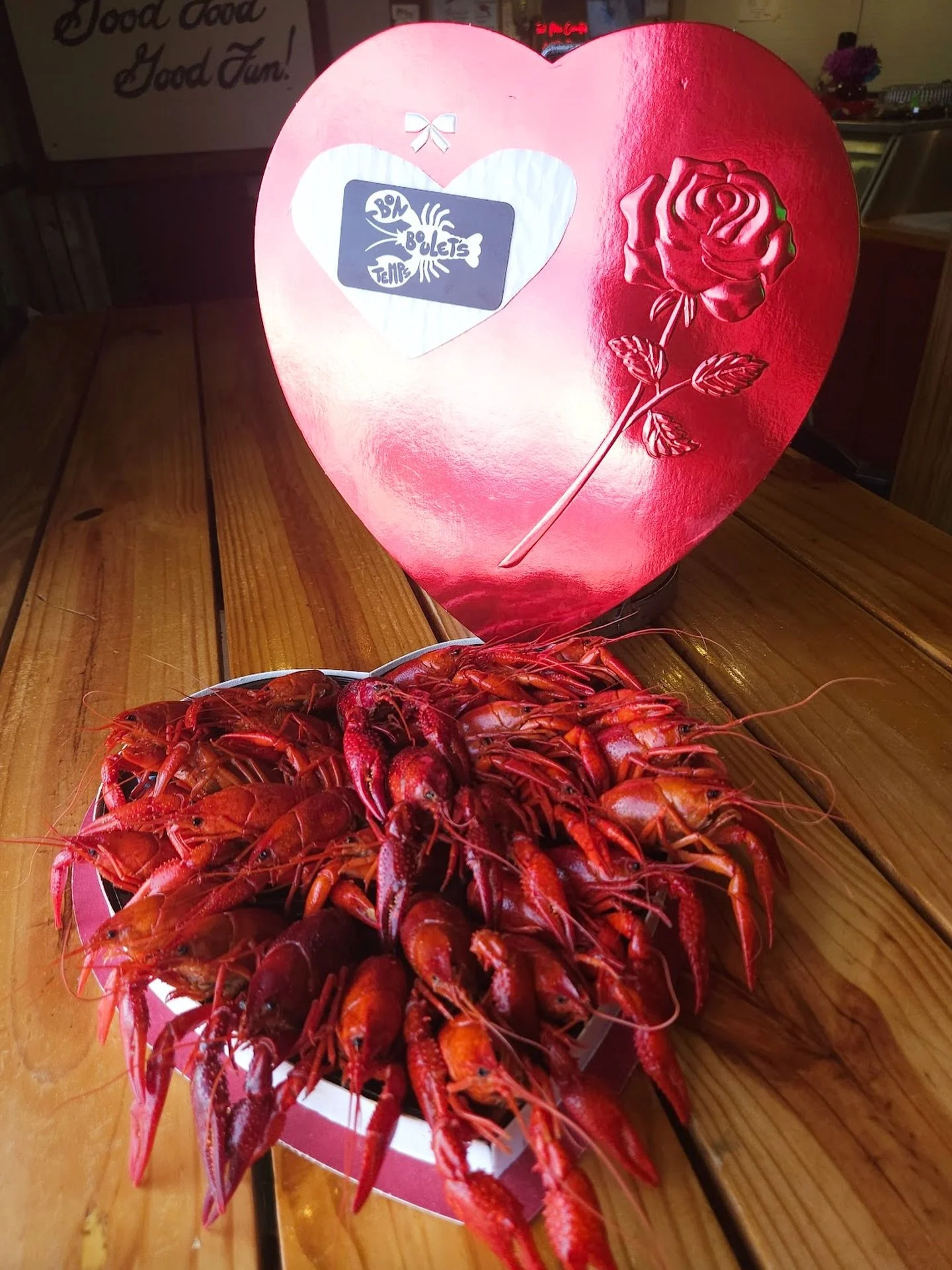 Roses are red, violets are fine, pass me the lemons, it&rsquo;s crawfish time!&nbsp;

Steam rising high, from an open flame, spice on your fingers, love tastes the same.

Corn in the pot, potatoes too, nothing compares, to peeling with you.

A squeez