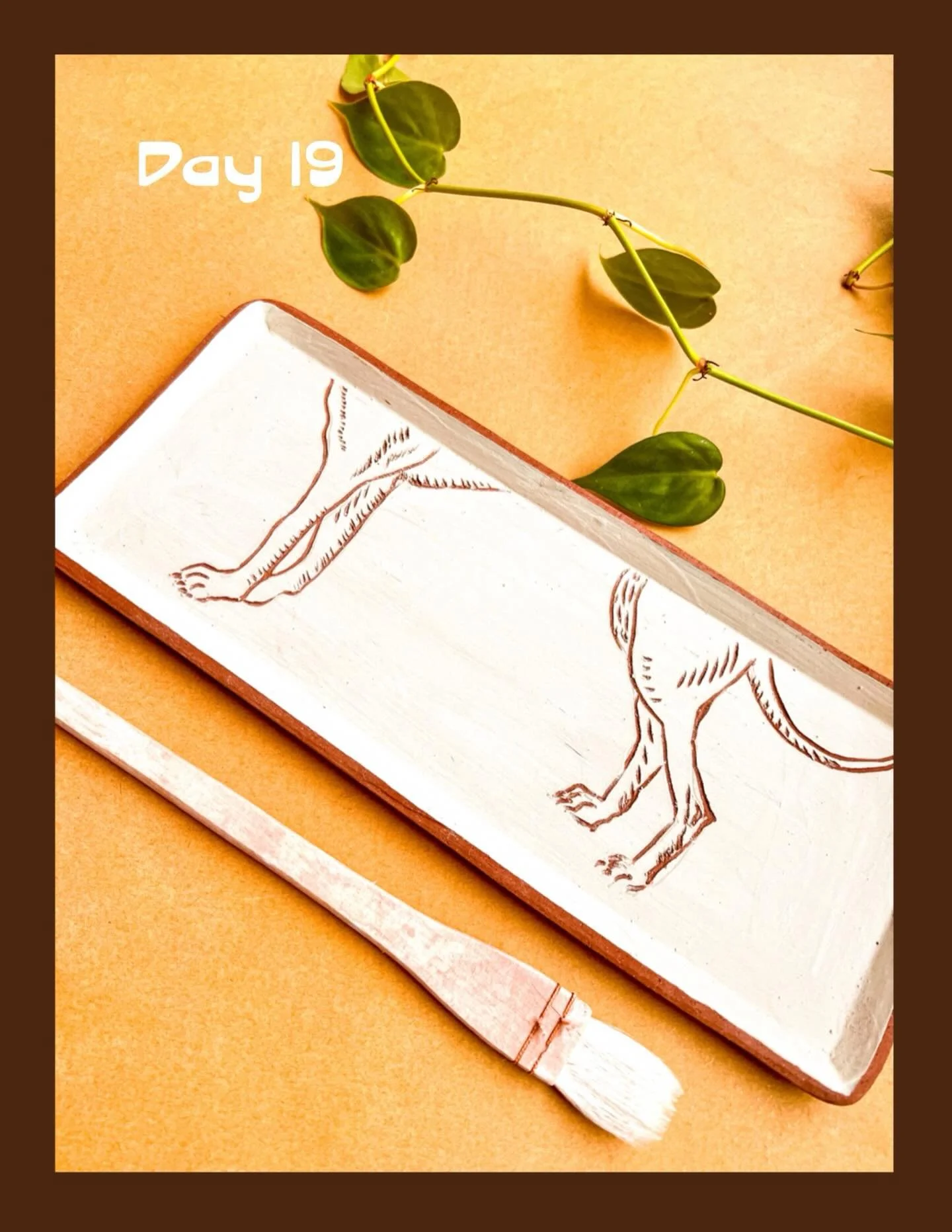 Day 19 of #the100dayproject 🌿 greenware dog legs platter. #handbuiltceramics #doglove #linedrawing