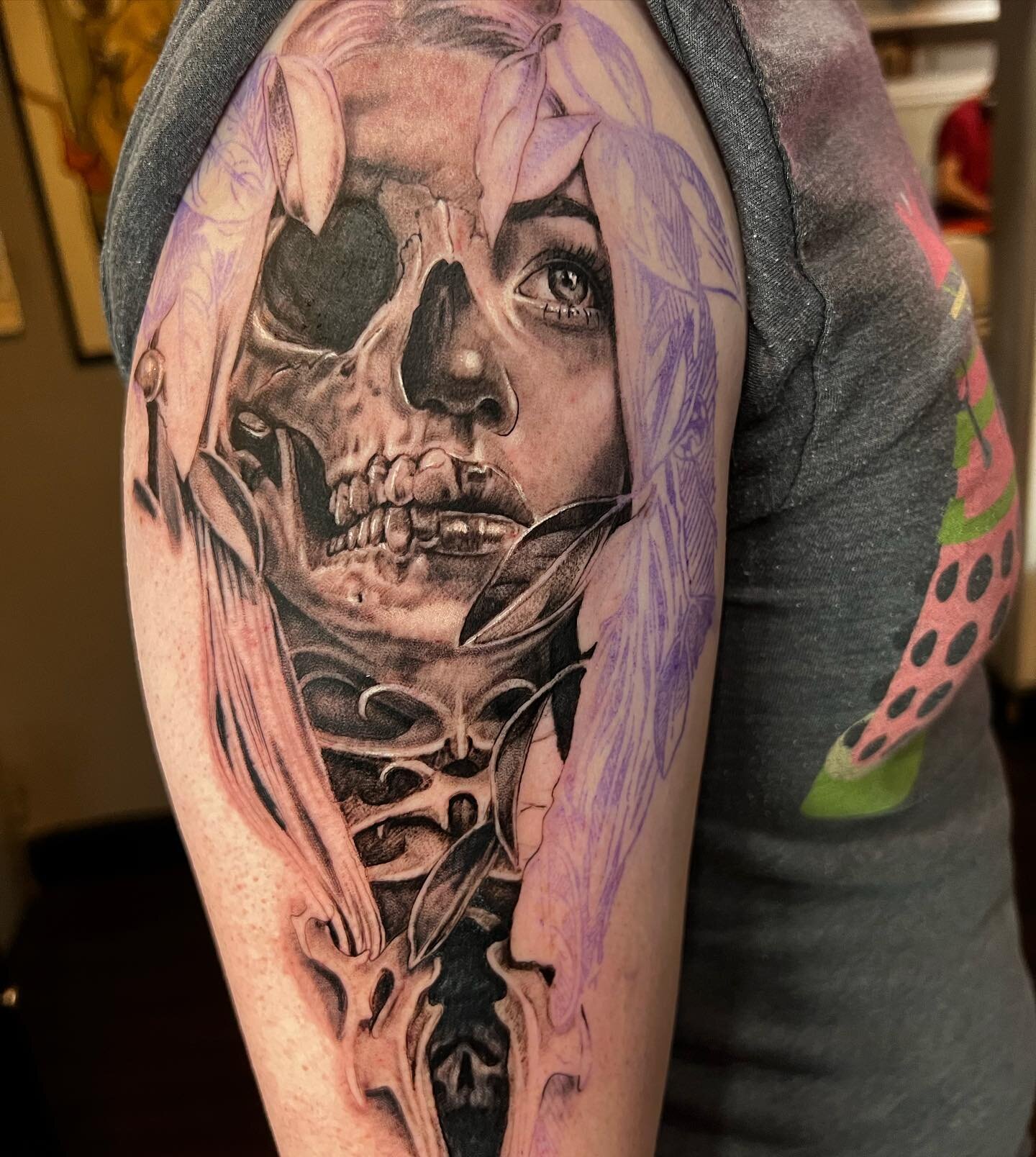 First appointment on my interpretation of Hel. I&rsquo;m having such a great time doing this, thanks Seth!
 #blackandgreytattoo #blackandgrey #blacktattoo #tattoo #tattooartist #sandiegotattooartist #sandiego #sandiegotattooshop #art #tattooideas #ta