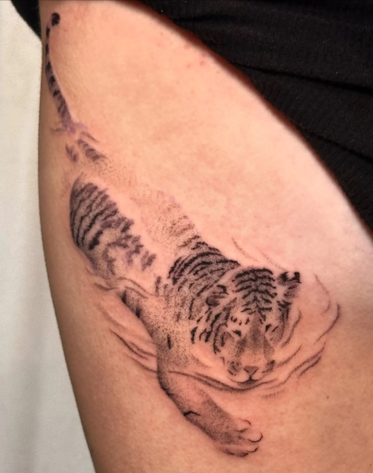 A tiger moving through still currents
.
.
.
#TigerTattoo #SoftShading #BlackAndGreyTattoo #TattooArt #SanDiegoTattoo #NorthParkTattoo #EdenTattooGallery #ArttTattoos #NorthPark #SDTattoo