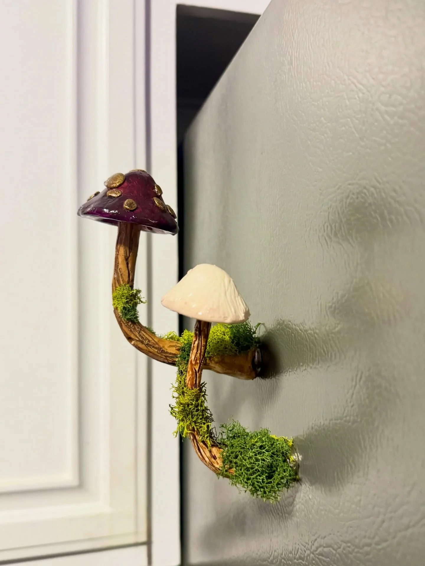 One mushroom becomes two&hellip; and now the forest follows you. 🍄&zwj;🟫 🌱 

Prices vary.. more coming soon. DM me for details ✨ 

#claymagnets #mushroommagnets #forrestart #sandiegoartist