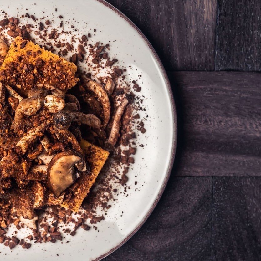 🌱🍄Our Plant Based - Wild Mushroom, Crispy Truffle Polenta, Porcini Cream &amp; Hazelnut Winner Winner, Vegan Dinner 🌱🍽 
.
 #vegan, #vegetarian #pescatarian #meatlover &hellip;if you don&rsquo;t save #mushroom for this #fungi, you&rsquo;ll miss so