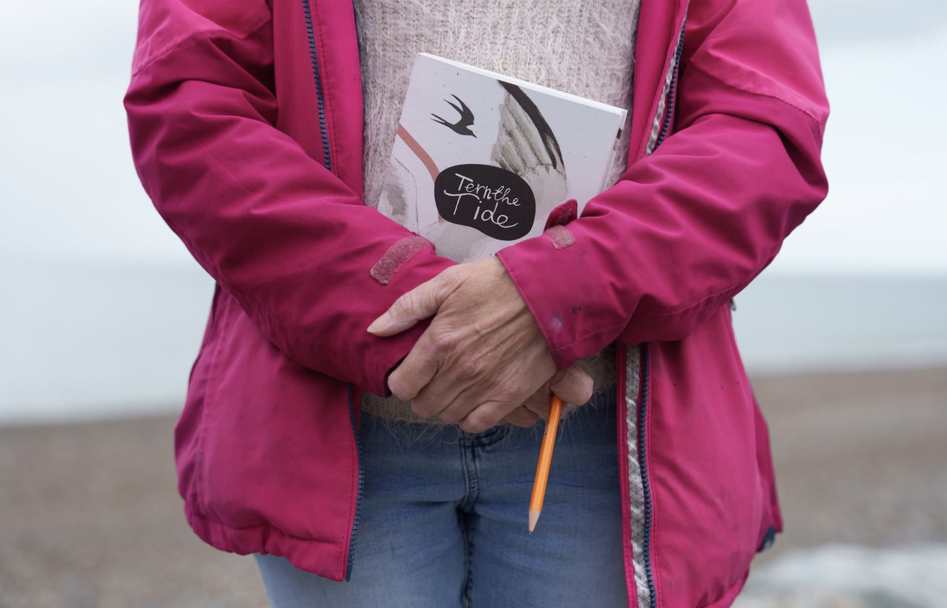 Brand Design by Mild for 'Tern the Tide' Creative Climate Action project (2023-24). Seen here on handmade recycled notebook by 'Badly Made Books' for local project participants.