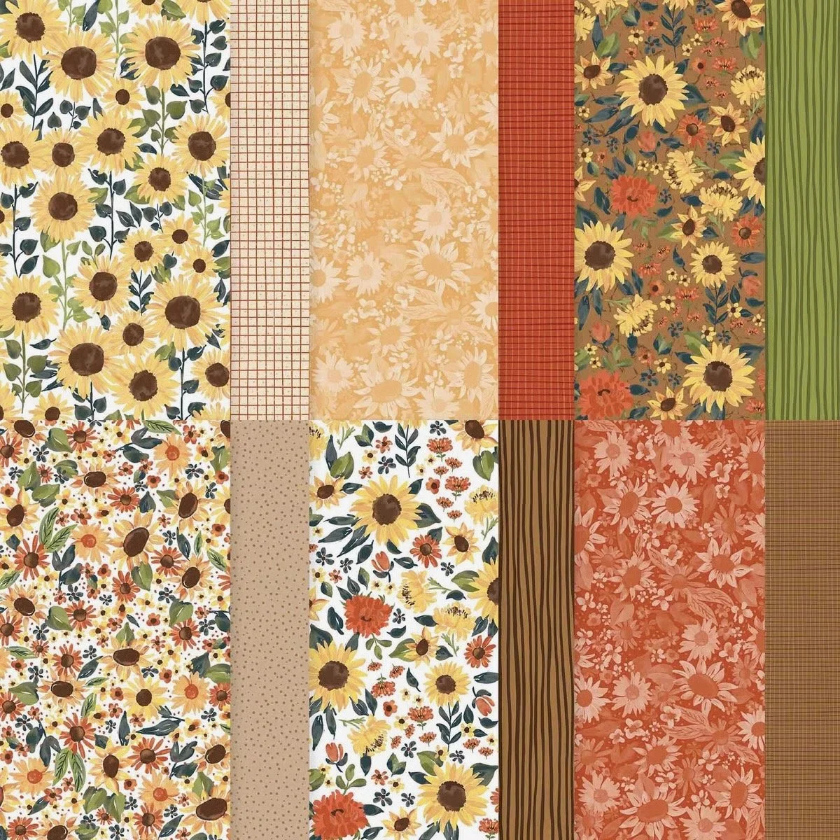 Sunflower Fields Designer Series Paper for fall cards and scrapbook spreads.