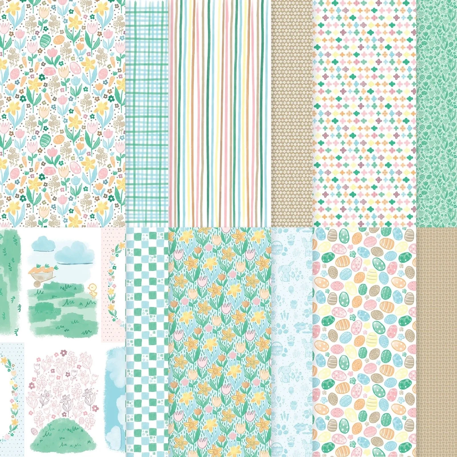 Perfect Speciality Paper for crafting 3D Easter projects Easter Joy 12 x 12 Specialty Paper with spring flowers eggs strips and fun patterns