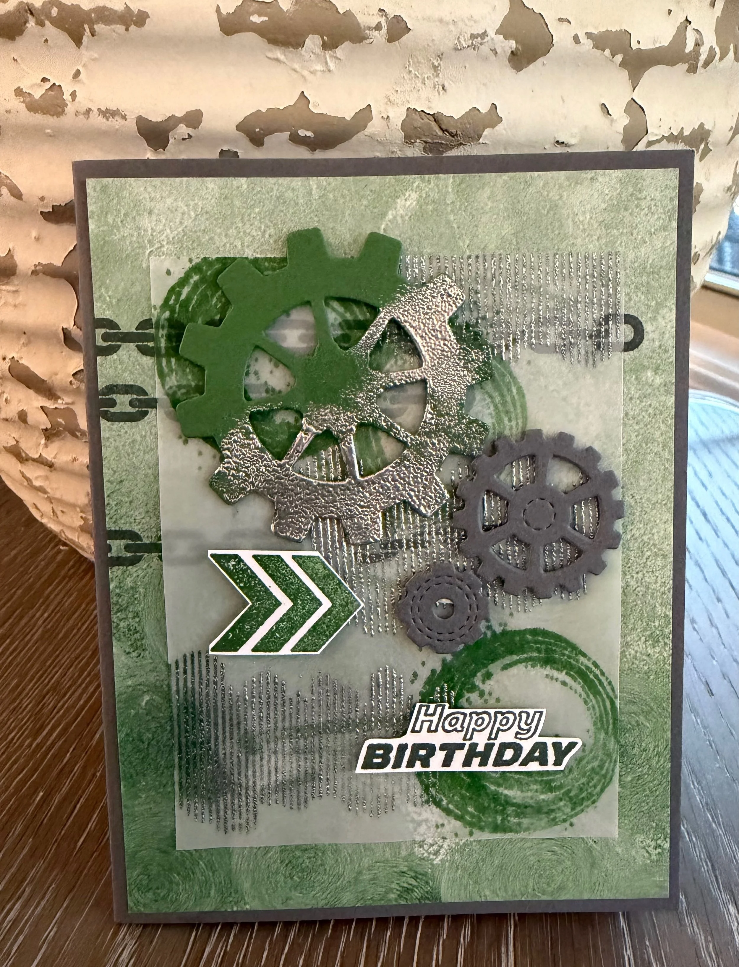 Gears & Textures Stampin' Up dude card for mechanic