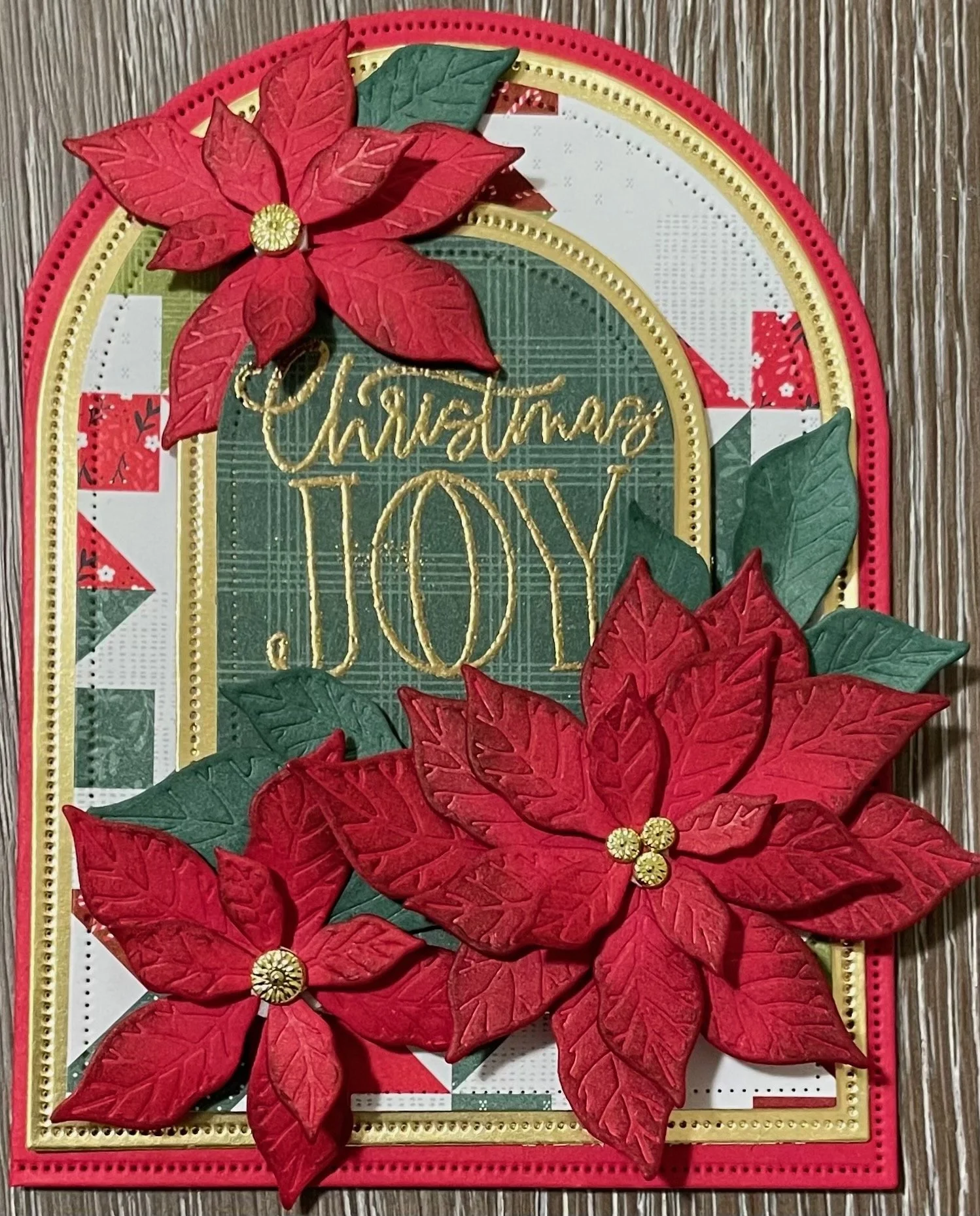 red poinsettia flower card using Everyday Arches Stampin' Up Christmas card